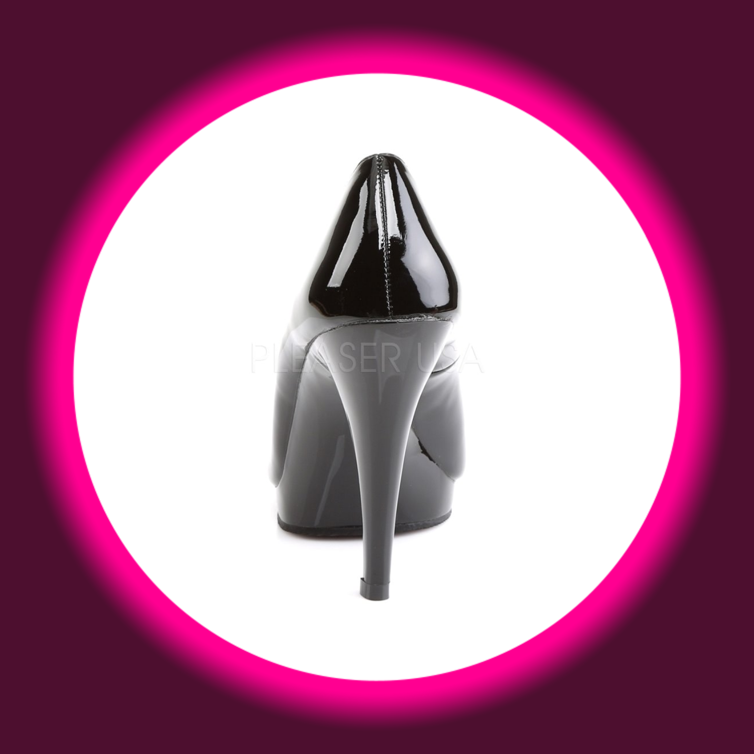 Rückansicht schwarze glänzende Pumps mit hohem Absatz, Fabulicious Flair 480