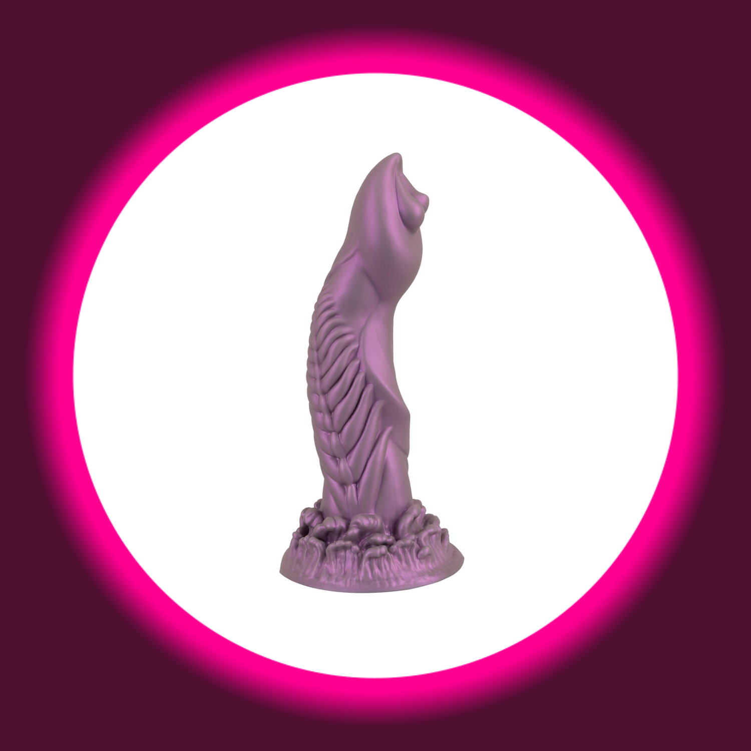 Violetter strukturierter Fantasy-Dildo mit Saugfuss im Alien-Design, metallic Optik - Alien Phallus Beasty Cocks