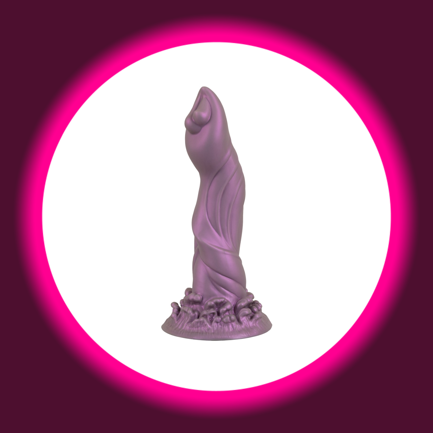 Violetter Fantasy-Dildo mit strukturierter Oberflache, gewelltem Design und Saugfuss - Alien Phallus von Beasty Cocks