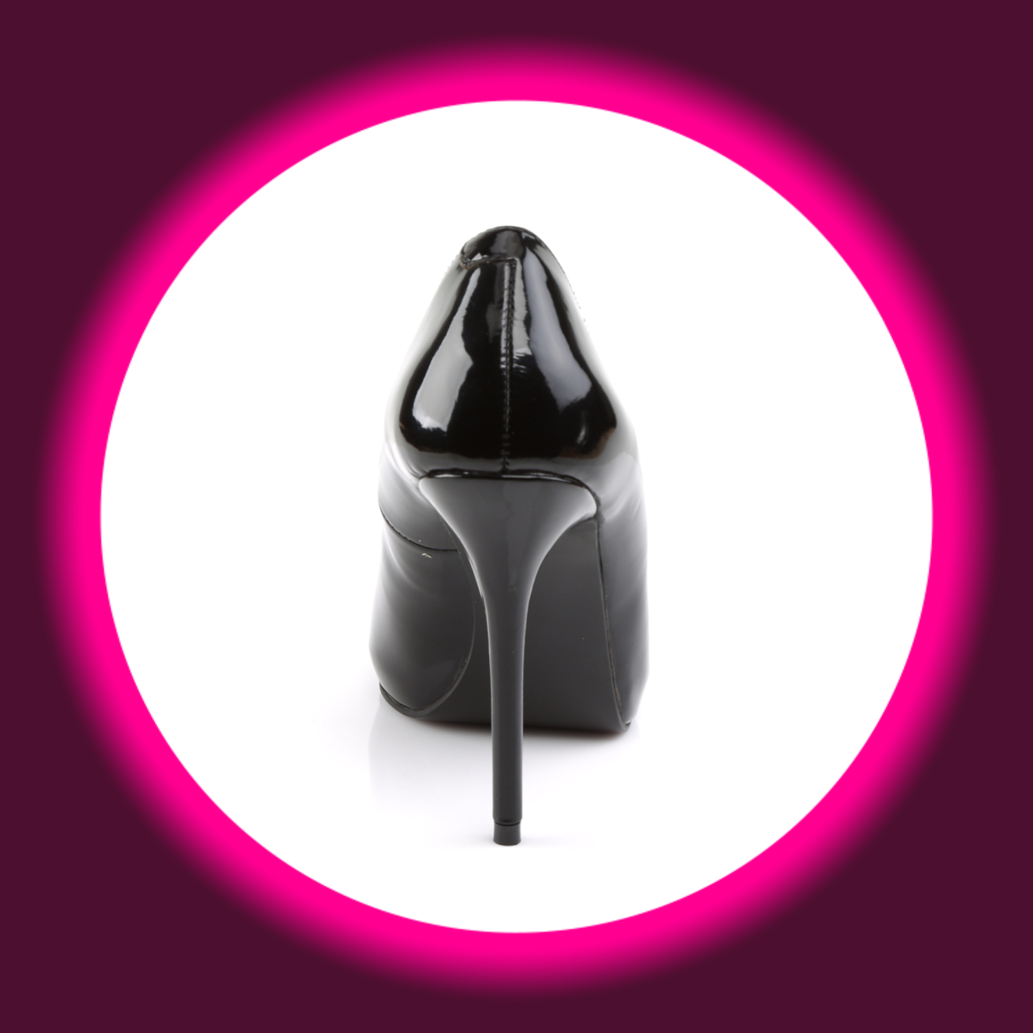 Rückansicht schwarze Pumps mit hohem Absatz, Pleaser Amuse 20
