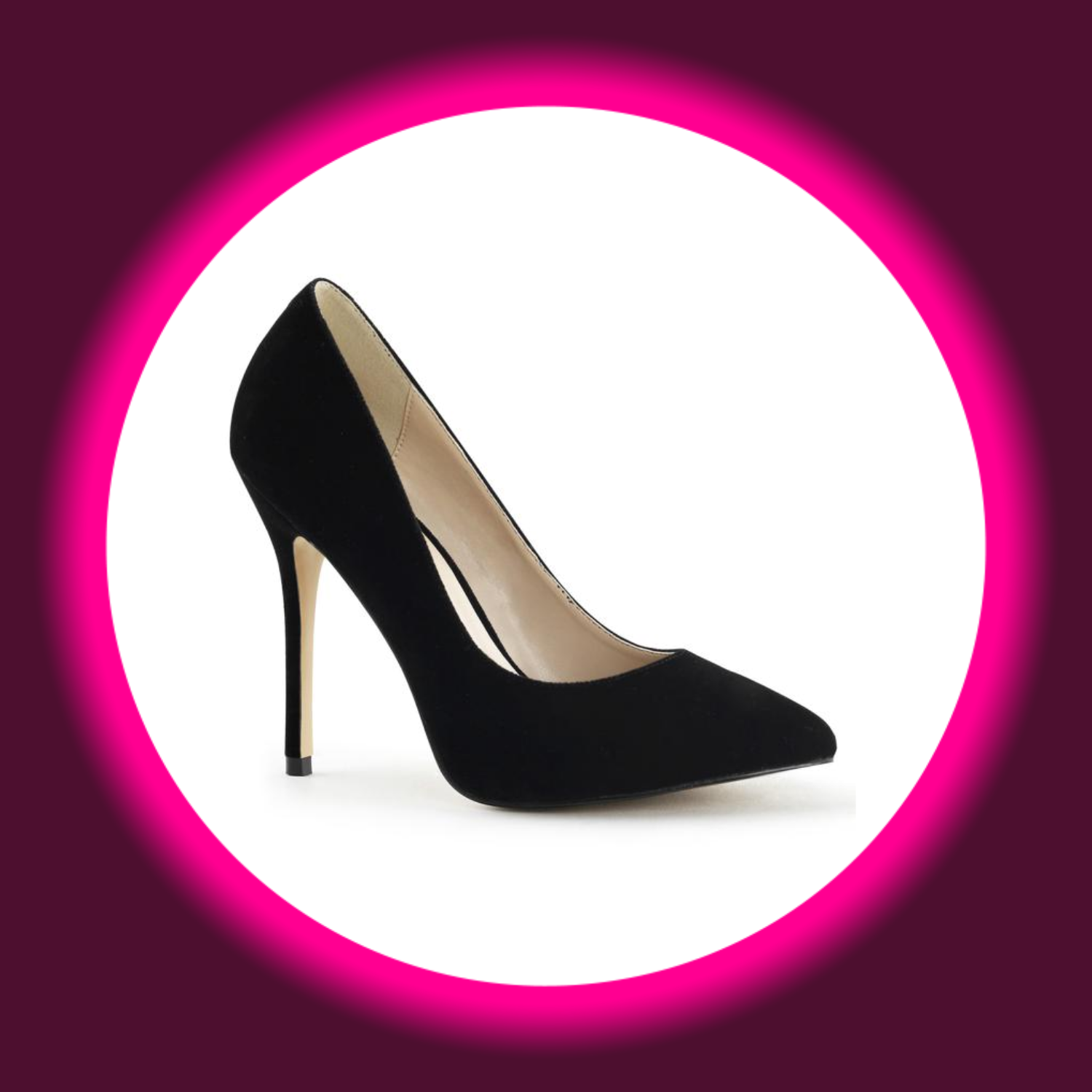 Winkelansicht schwarze Pumps mit hohem Absatz, Pleaser Amuse 20