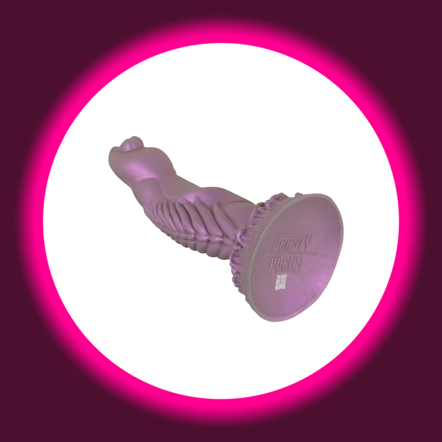 Violetter strukturierter Fantasy-Dildo Alien Phallus mit Saugfuss im Metallic-Look - Beasty Cocks