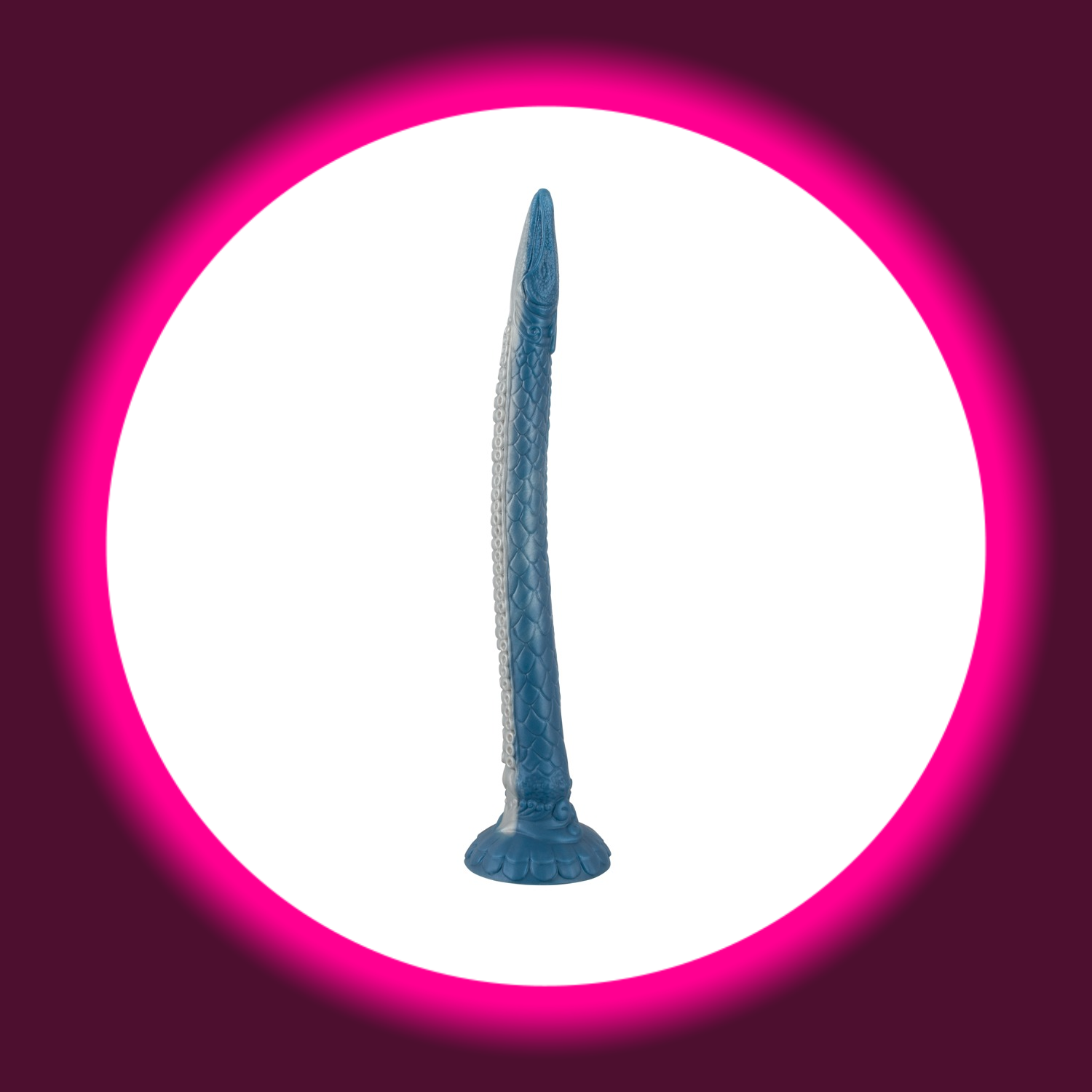 blau weißer langer Dildo Tentacle in Echsenoptik mit Reizstrukturen und Saugfuß, Beasty Cocks