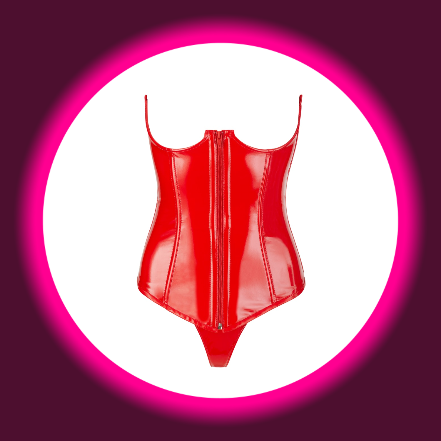 Frontansicht rote Corsage Lack und roter Lackstring von Black Level