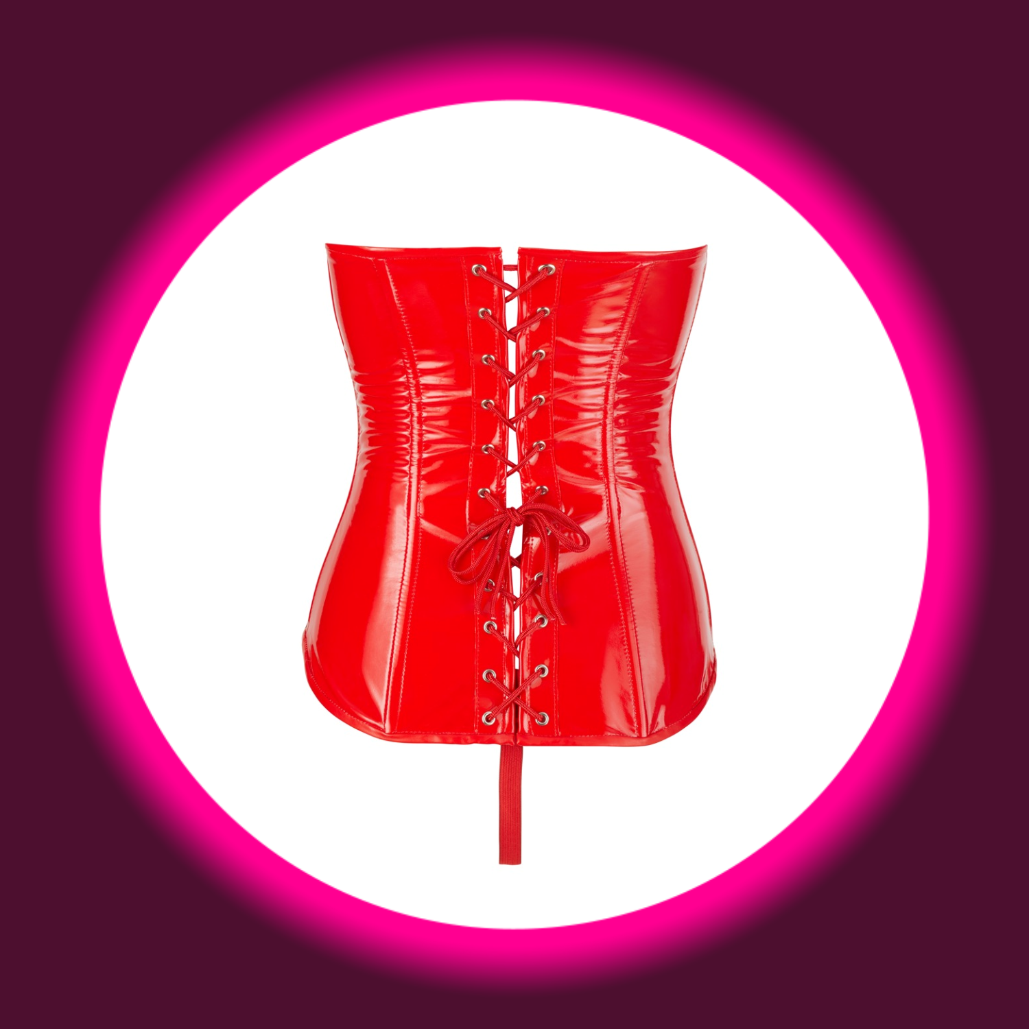 Rückansicht rote Corsage Lack mit Schnürung von Black Level