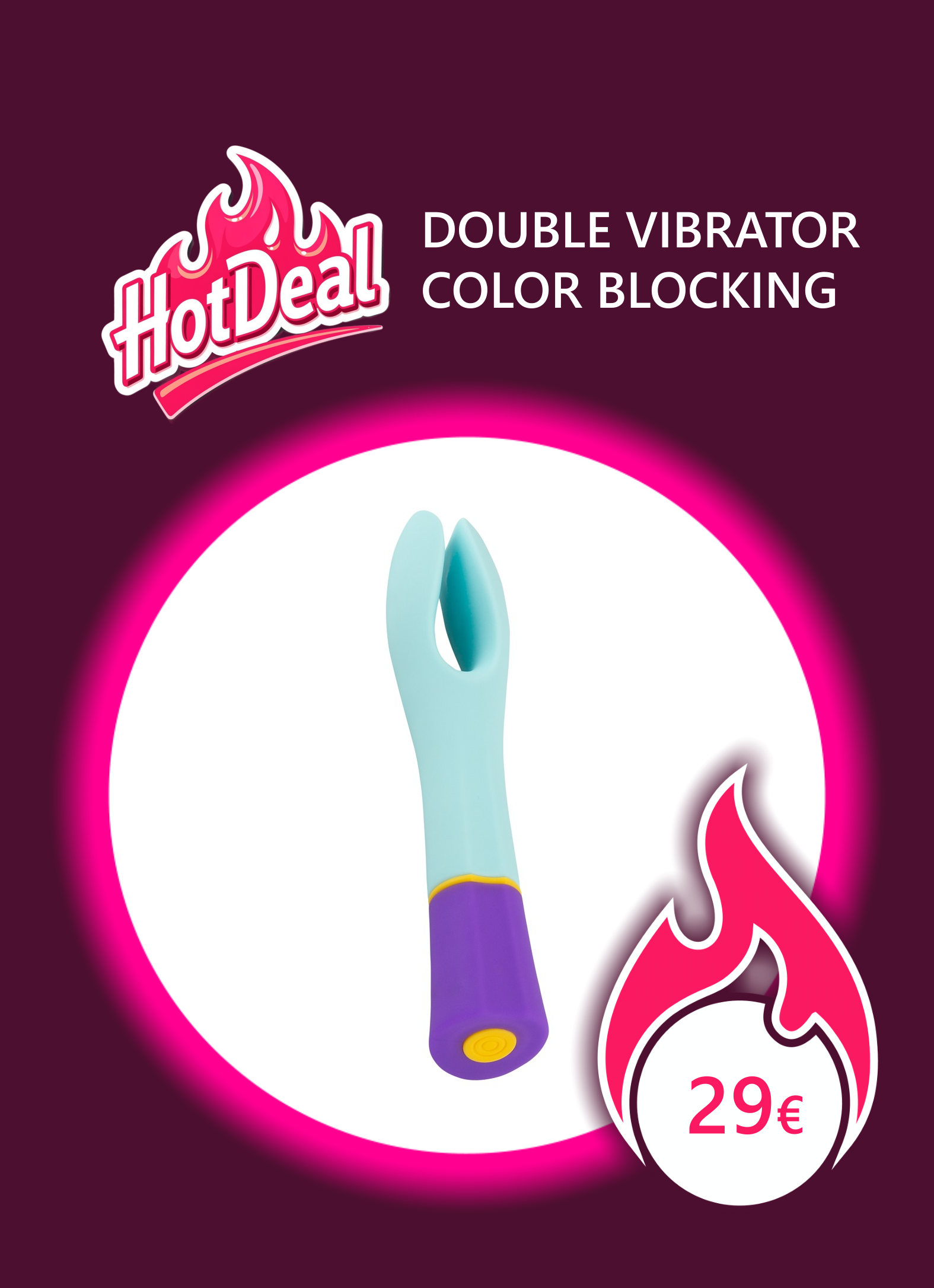 bunter Doppel Vibrator in blau, lila, gelb von You2Toys