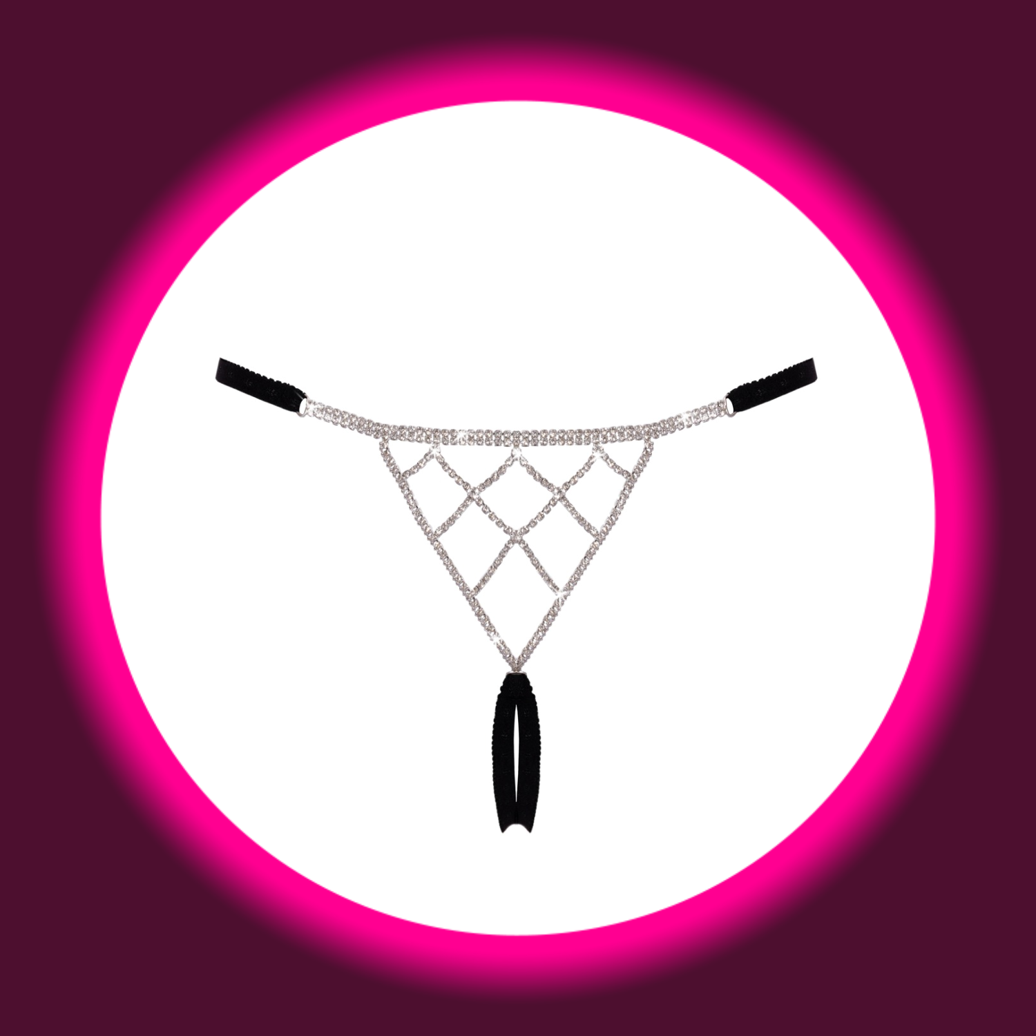 schwarzer String von Cotelli mit silbernen Schmuckelementen