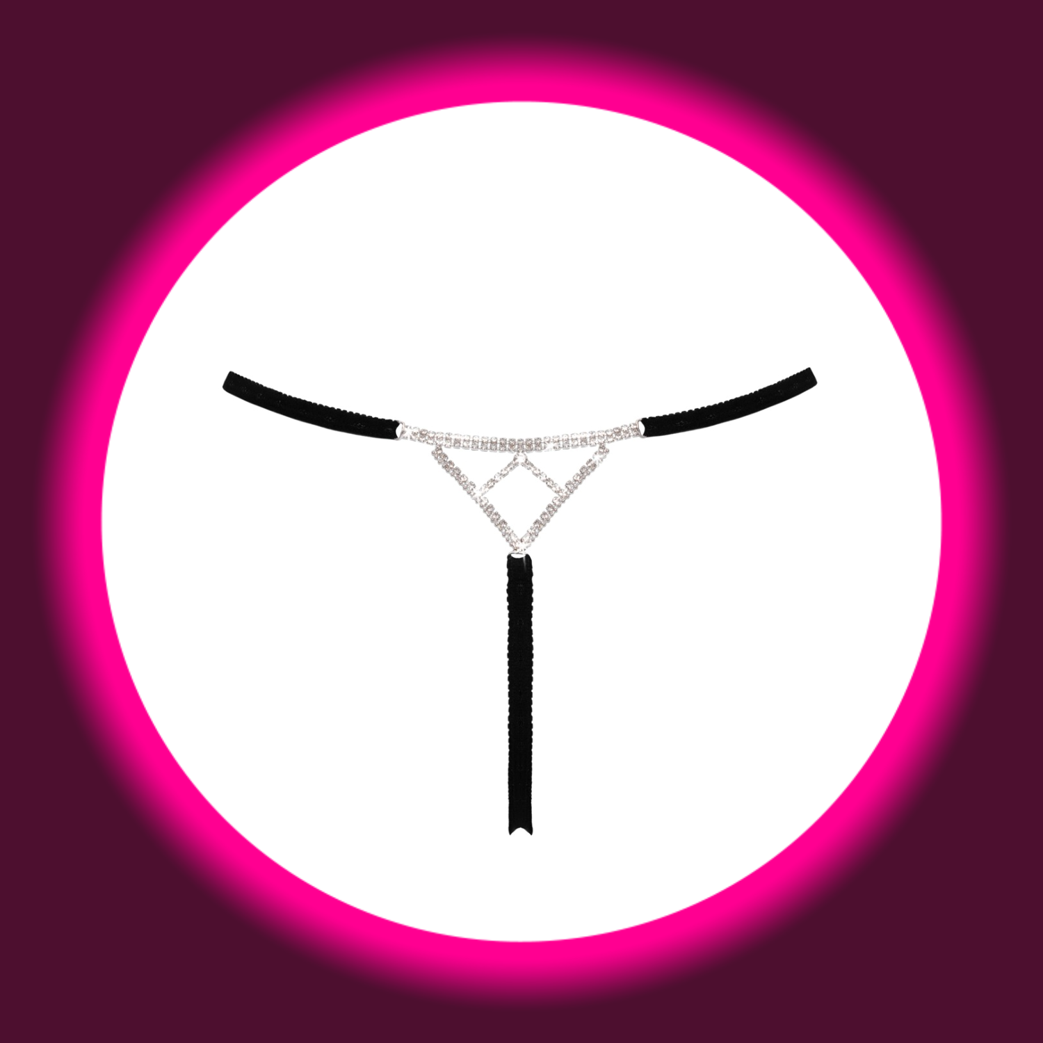 schwarzer String von Cotelli mit silbernen Schmuckelementen