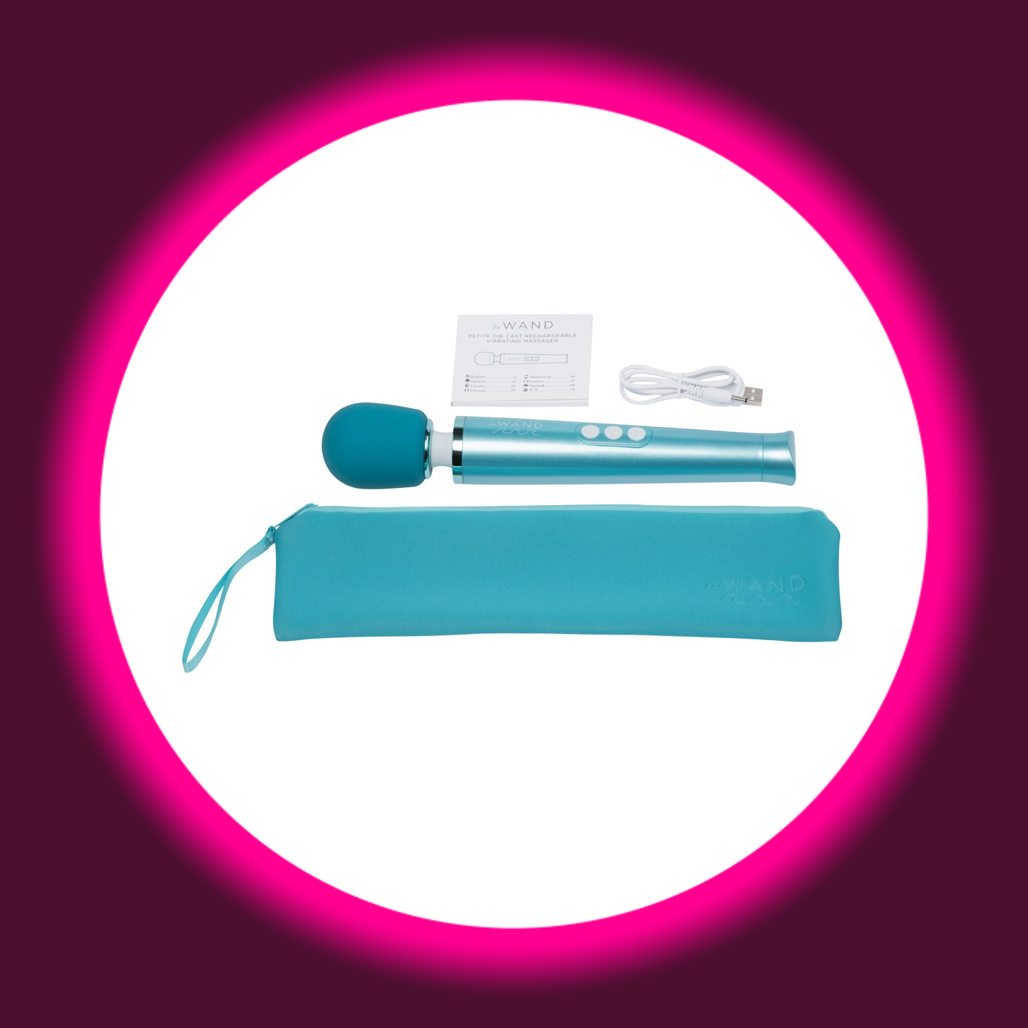 blauer Wand Vibrator Dive von Le Wand inklusive Zubehör