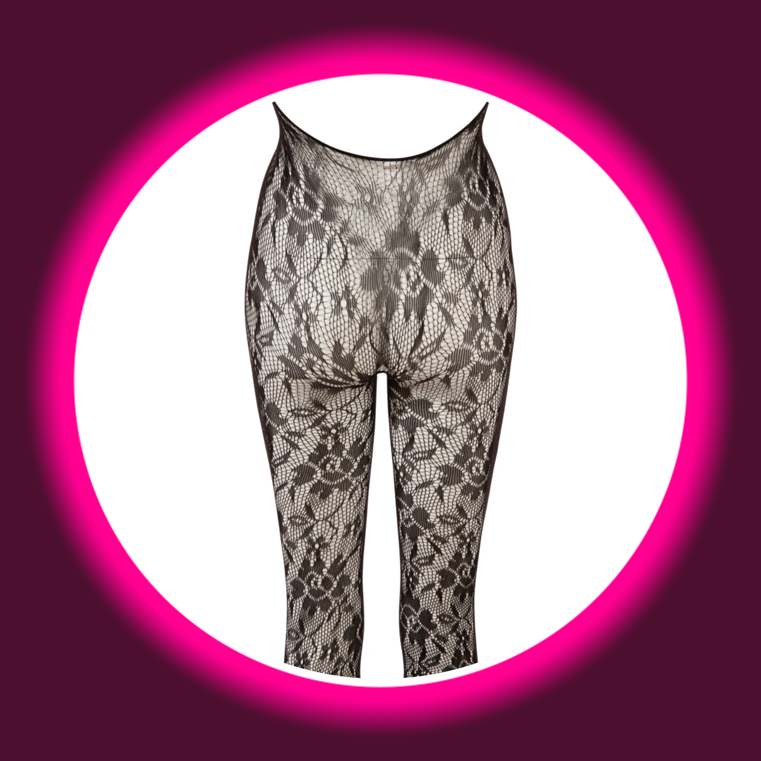 Rückansicht schwarzer Netzcatsuit mit Blumenmuster von NO:XQSE