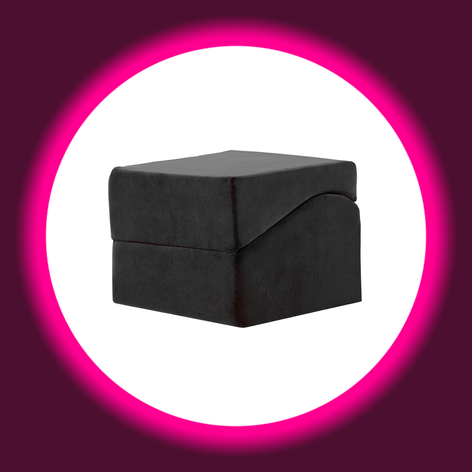 Winkelansicht eines schwarzen zusammengeklappten Liebeshockers von Liberator