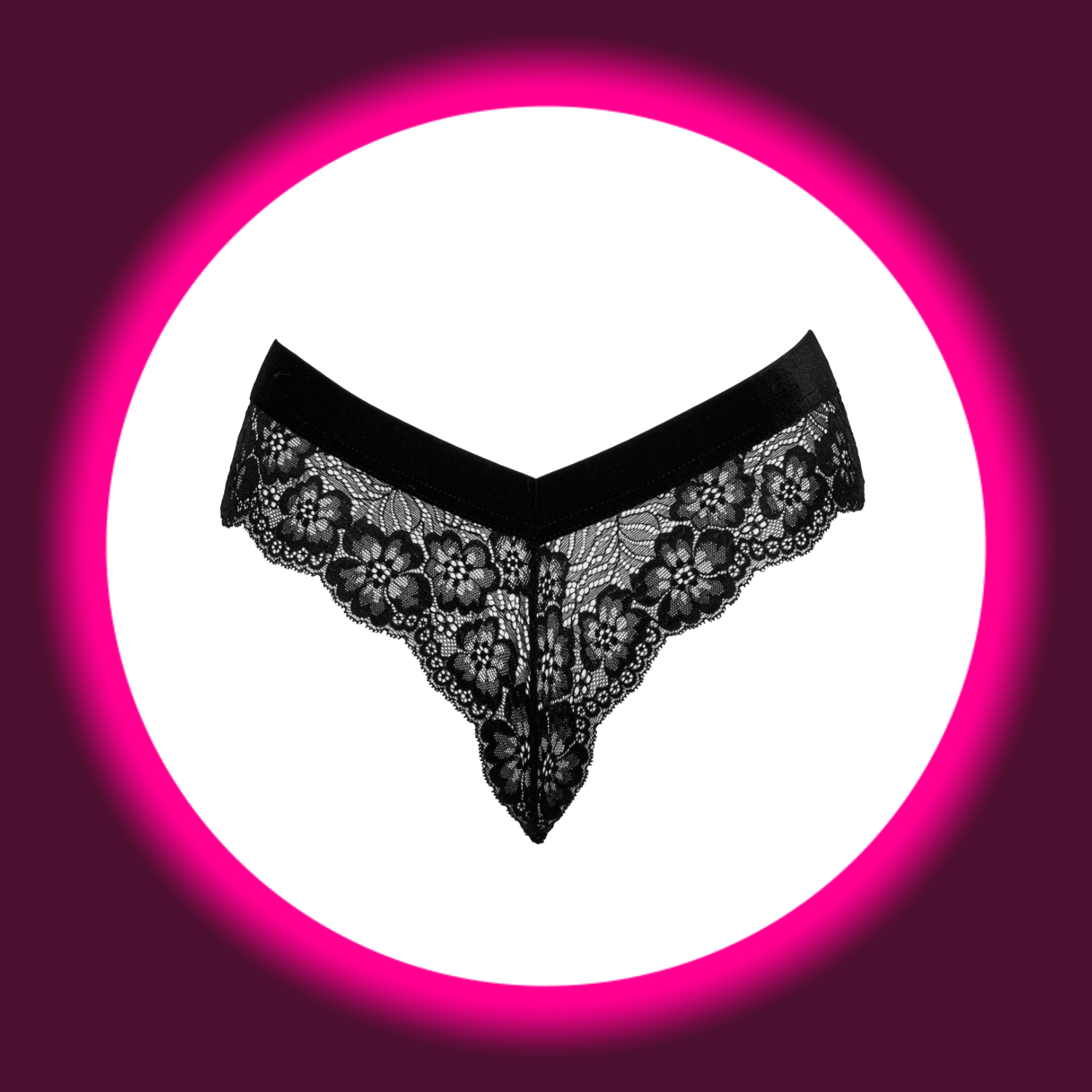Frontansicht schwarze Panty mit Spitze von Cotelli Lingerie