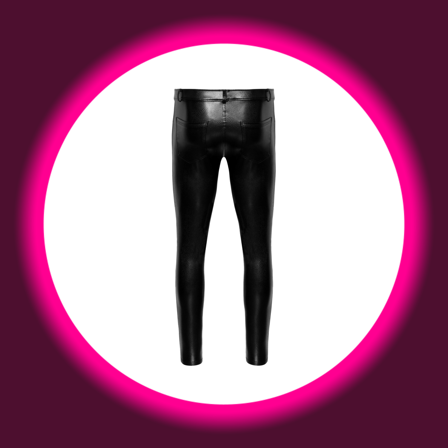 Rückansicht schwarze lange Hose in Schlangenhautoptik von Noir Handmade