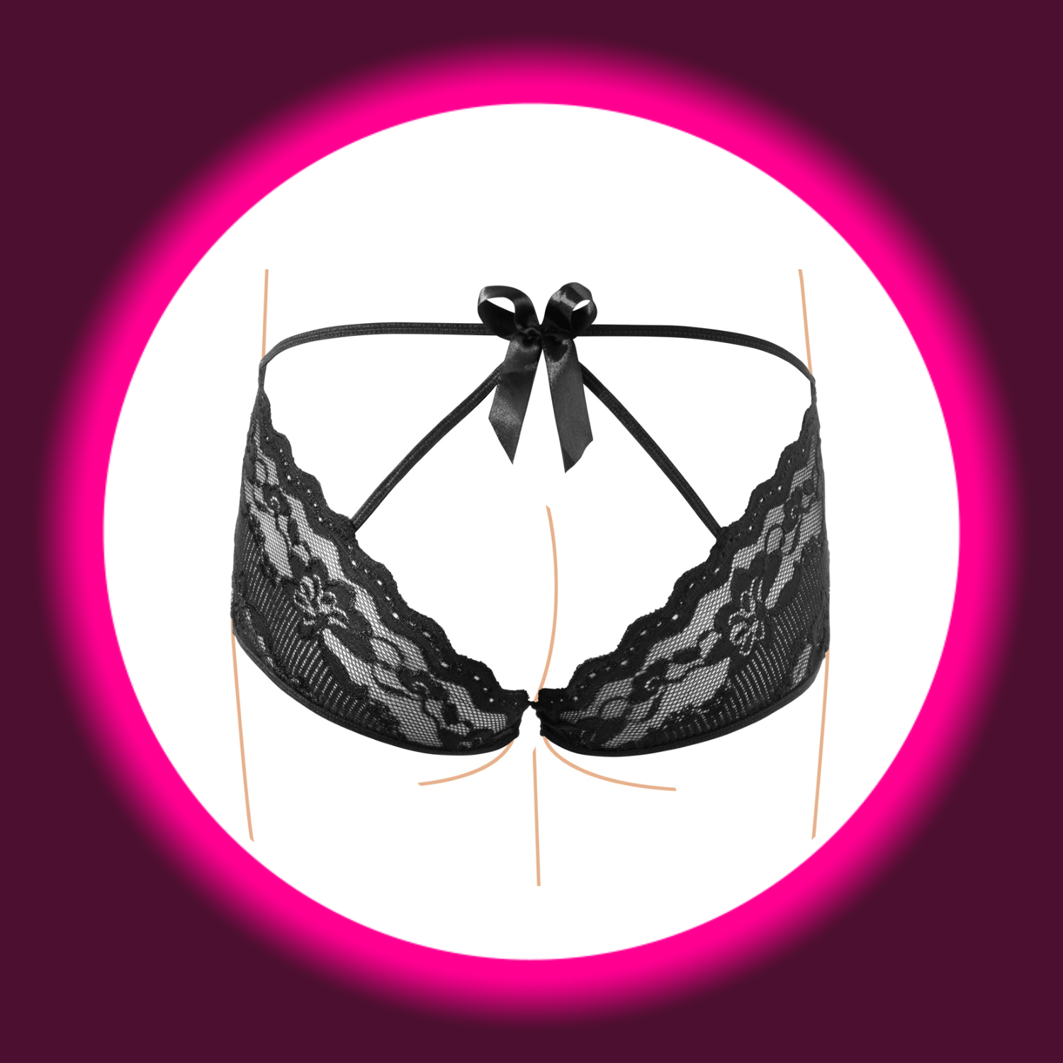 Rückansicht schwarze Panty aus Spitze mit Schleife von Cotelli Lingerie