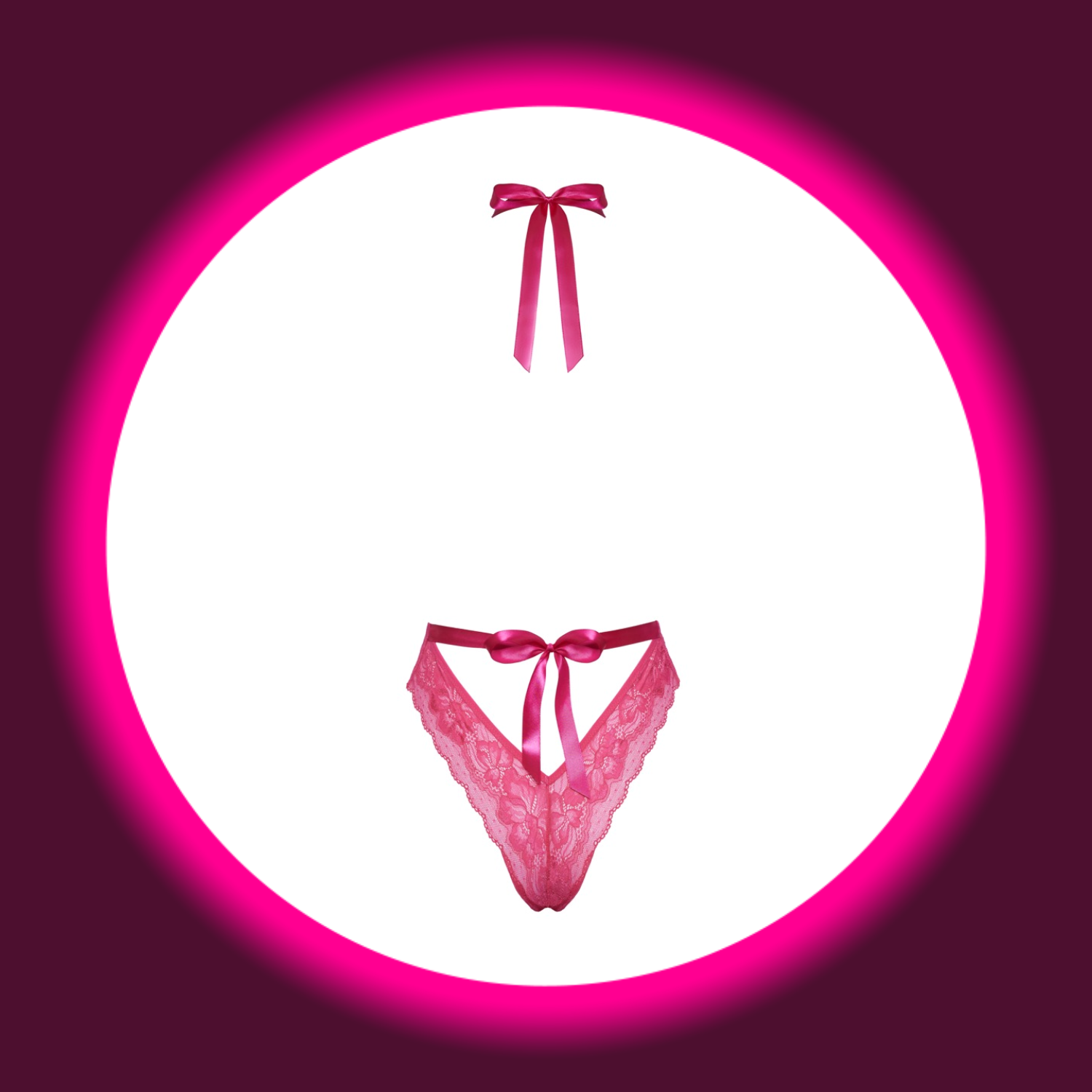 Rückansicht pinker Body aus Spitze, Neckholder, mit zwei Schleifen, von Kissable