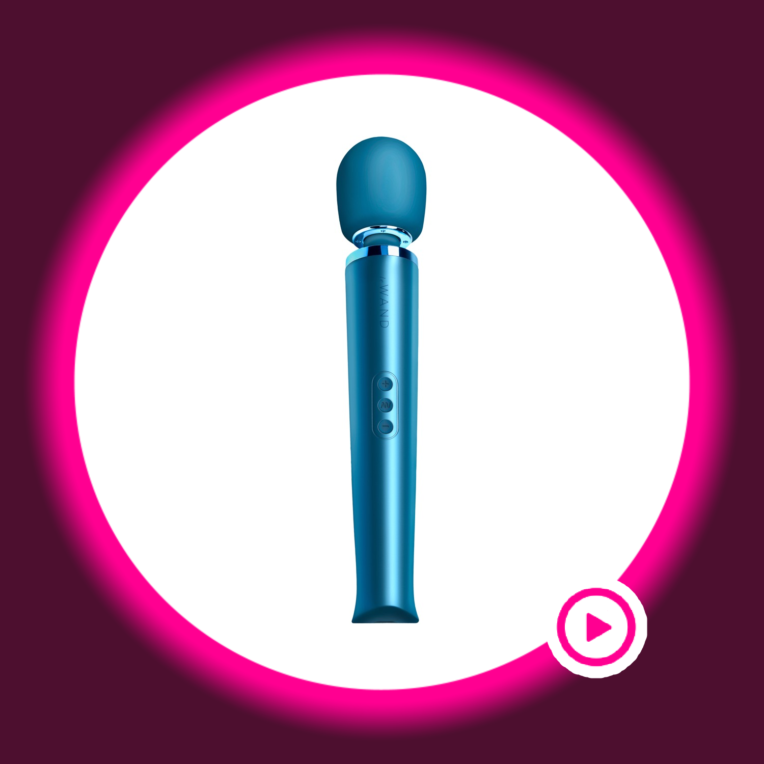 Frontansicht eines blauen Massagestabs Wand Vibrator von Le Wand