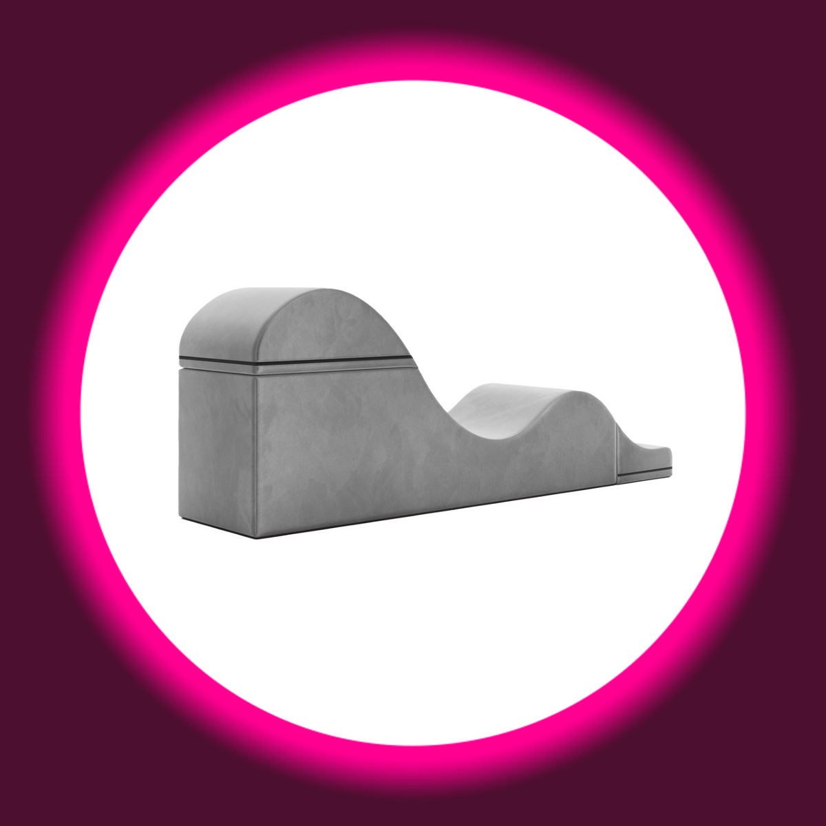 Liberator Aria Flip Chaise Liebesbank in Grau mit ausgeklappter, geschwungener Liegefläche und unterschiedlich hohen Enden, freigestellte schräge Seitenansicht