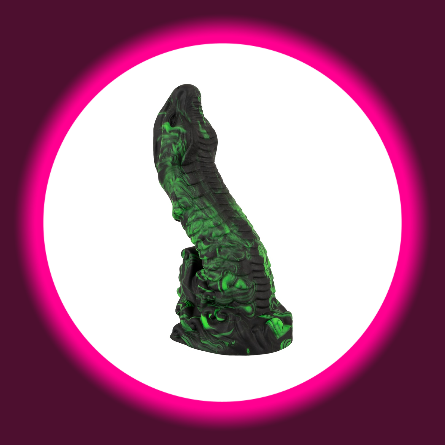 Lizard Peak Dildo in schwarzgrun marmoriertem Design mit Saugfuss, strukturierte Oberflache - Beasty Cocks