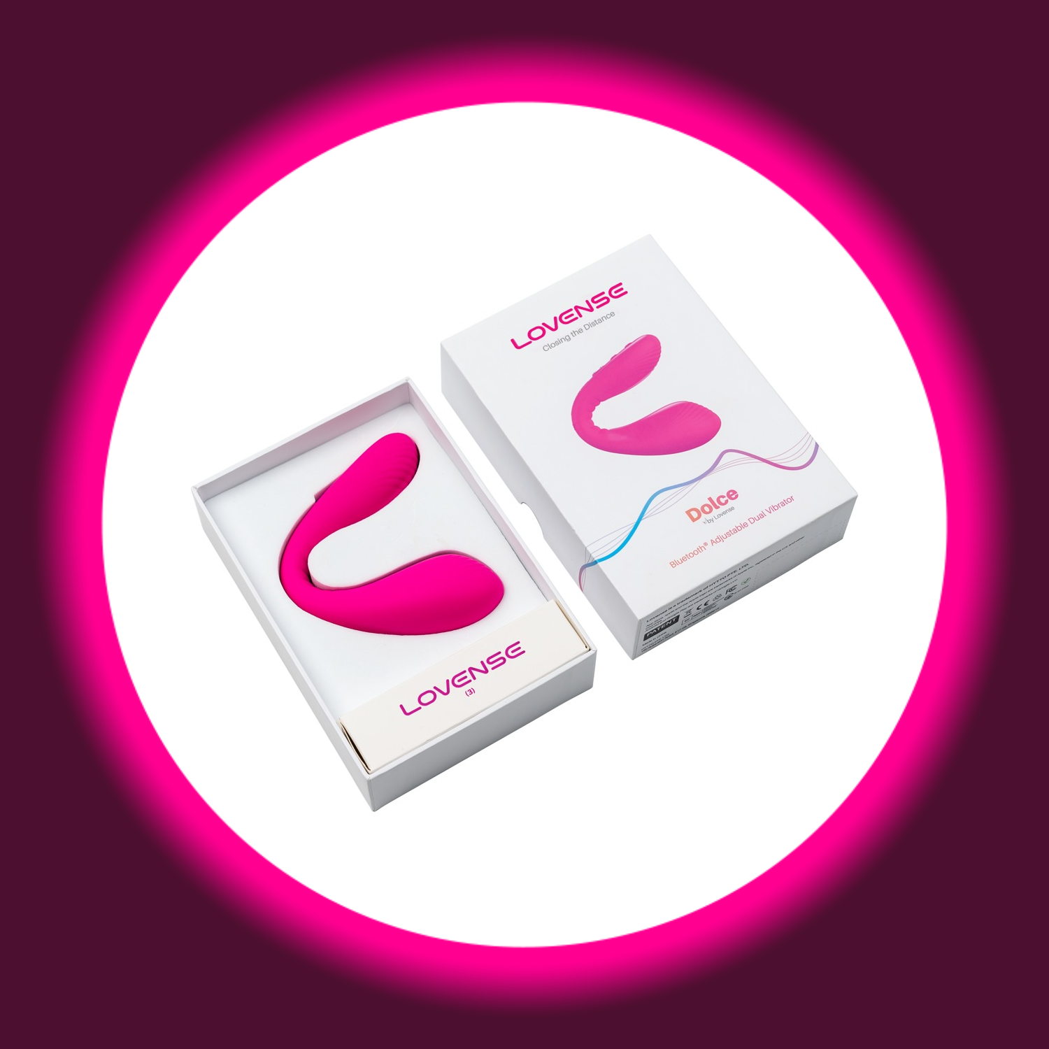 geöffnete Produktverpackung des pinken Bullet-Vibrators Dolce von Lovense