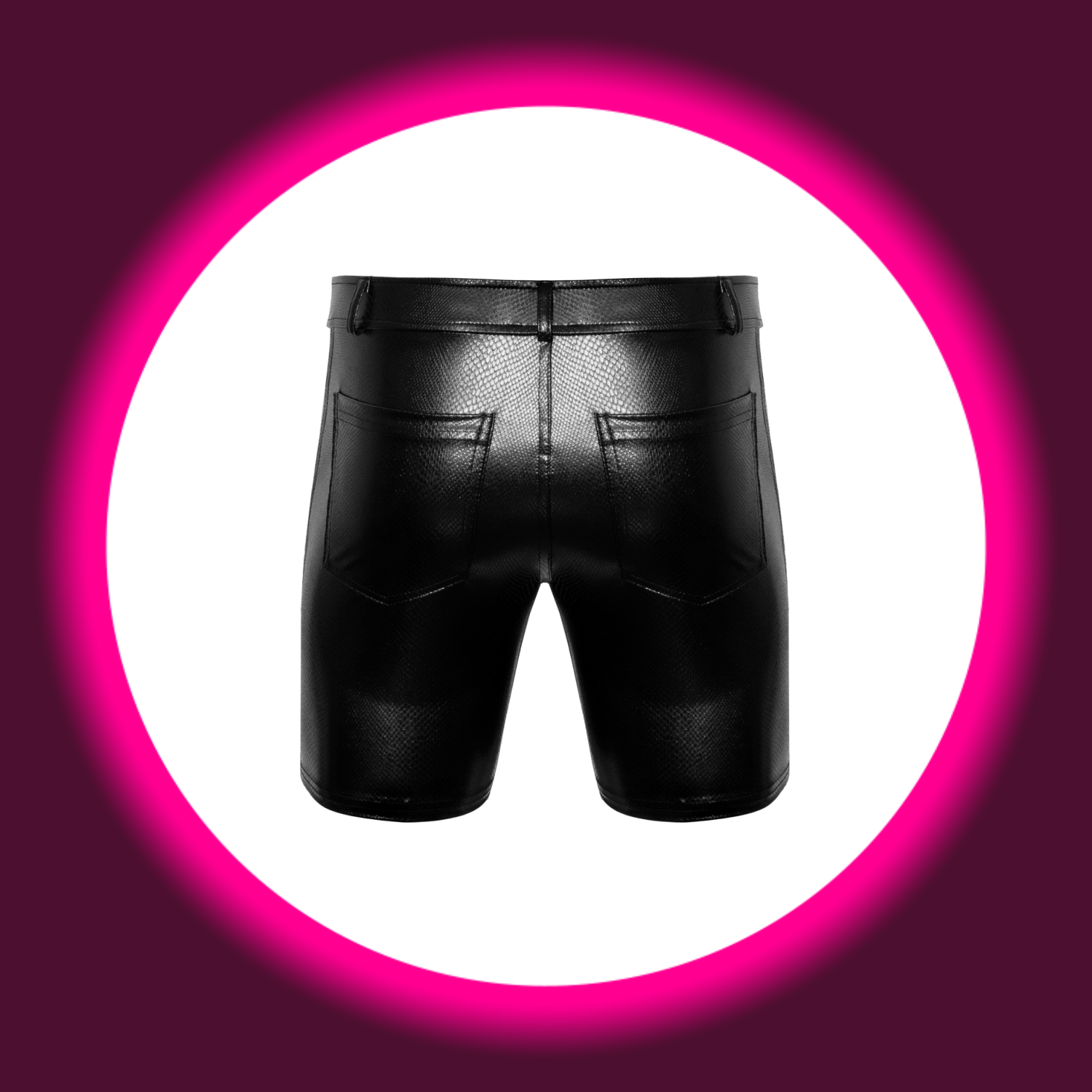 Rückansicht schwarze Shorts in Schlangenhautoptik von Noir Handmade