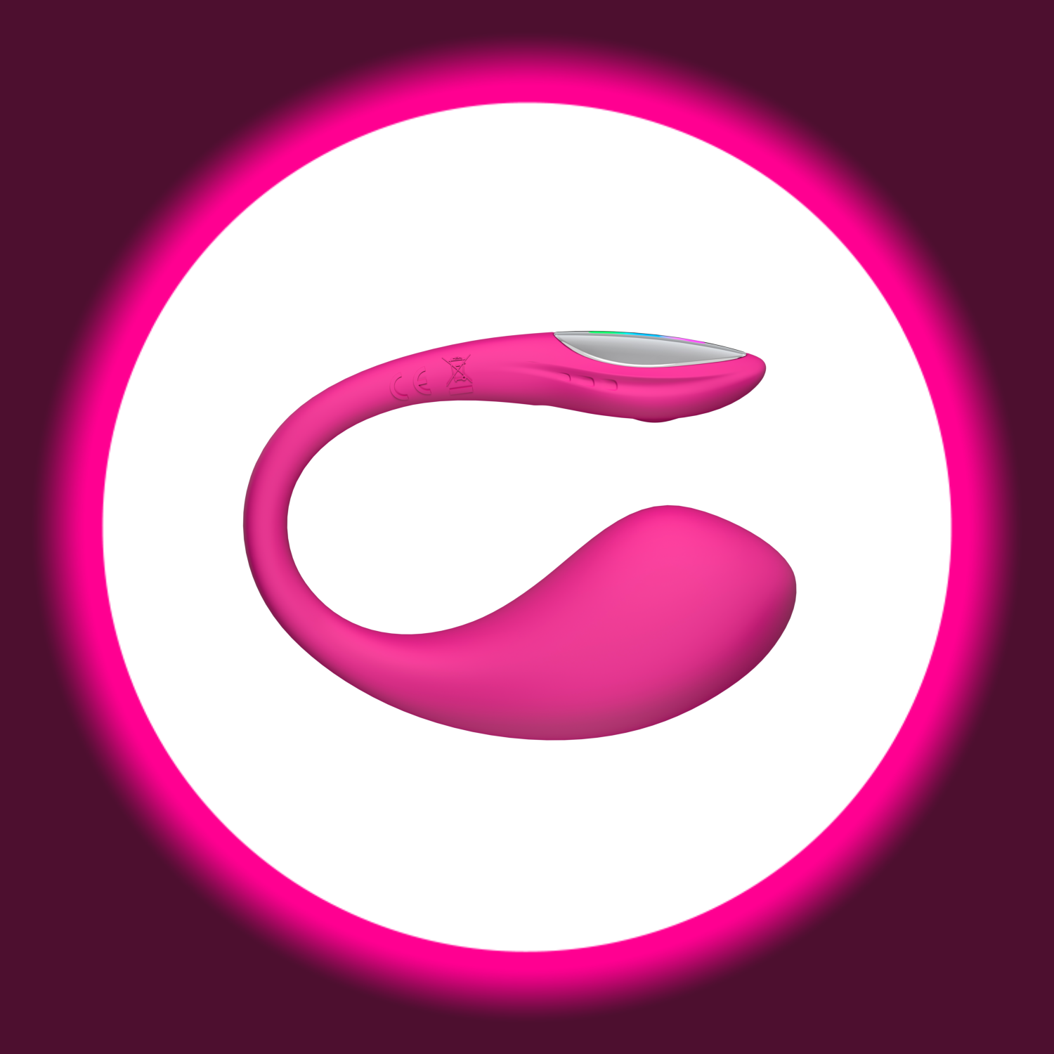 seitliche Ansicht eines pinken Vibrations-Ei mit LED-Beleuchtung, Lovense Lush 4
