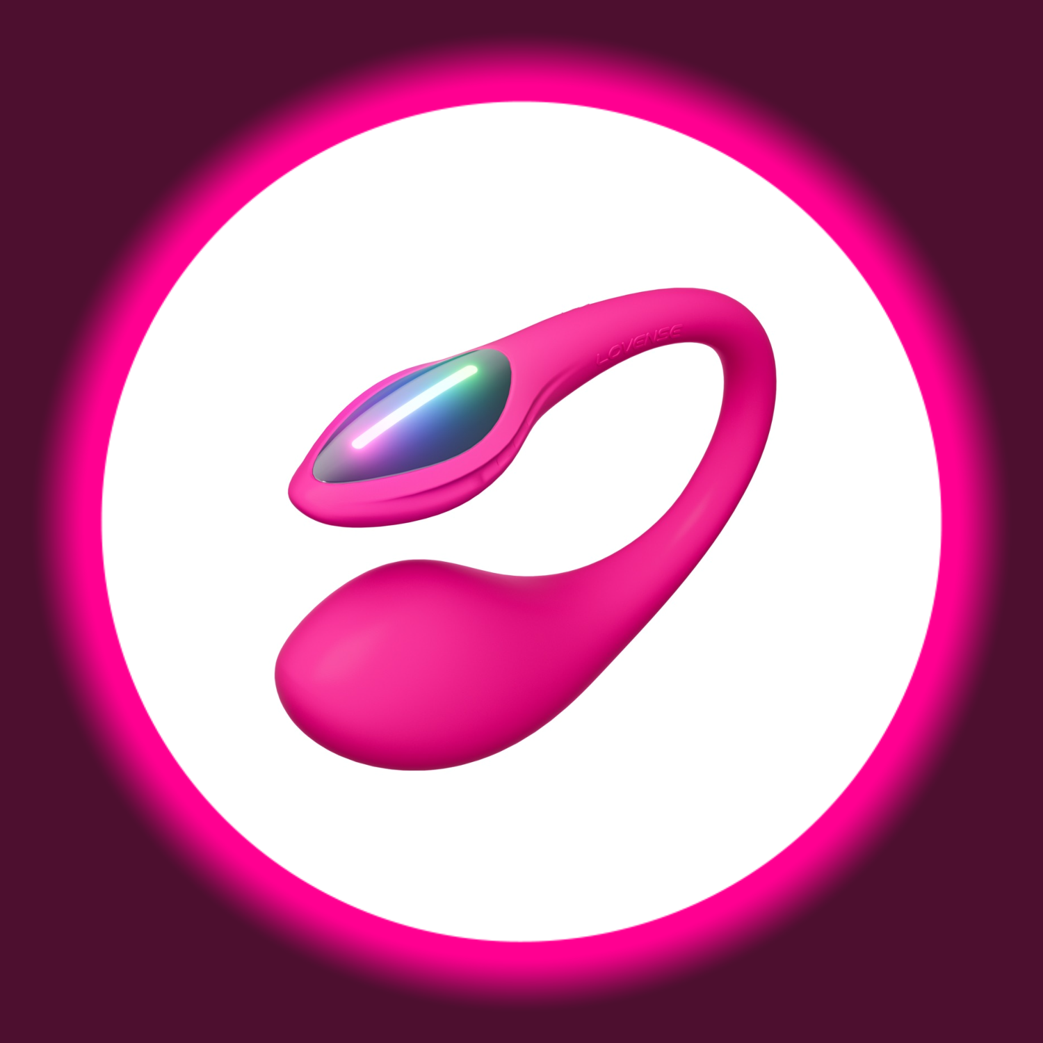 Winkelansicht eines pinken Egg-Vibrators mit LED-Beleuchtung, Lovense Lush Mini