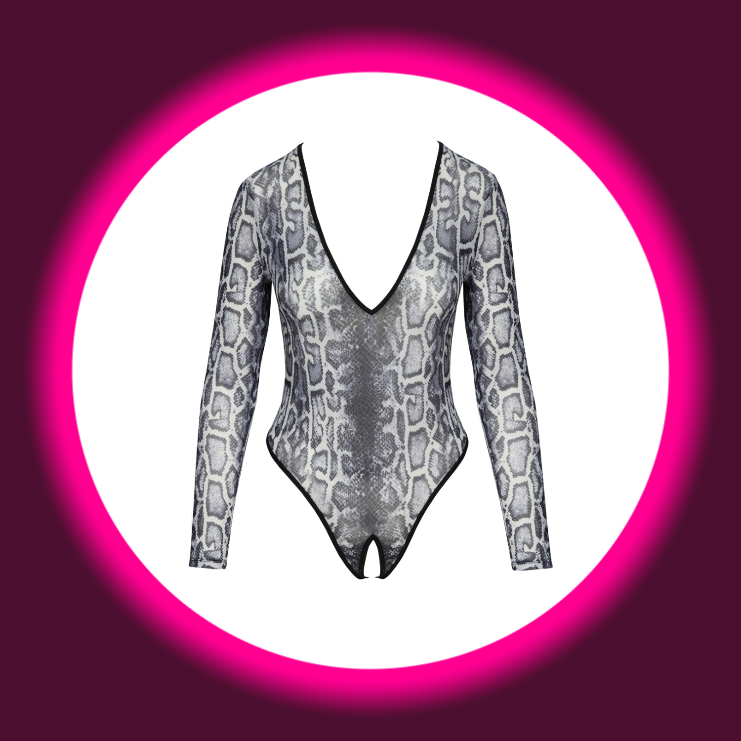 Langarm-Body mit Schlangenhautmuster, von Cotelli Lingerie