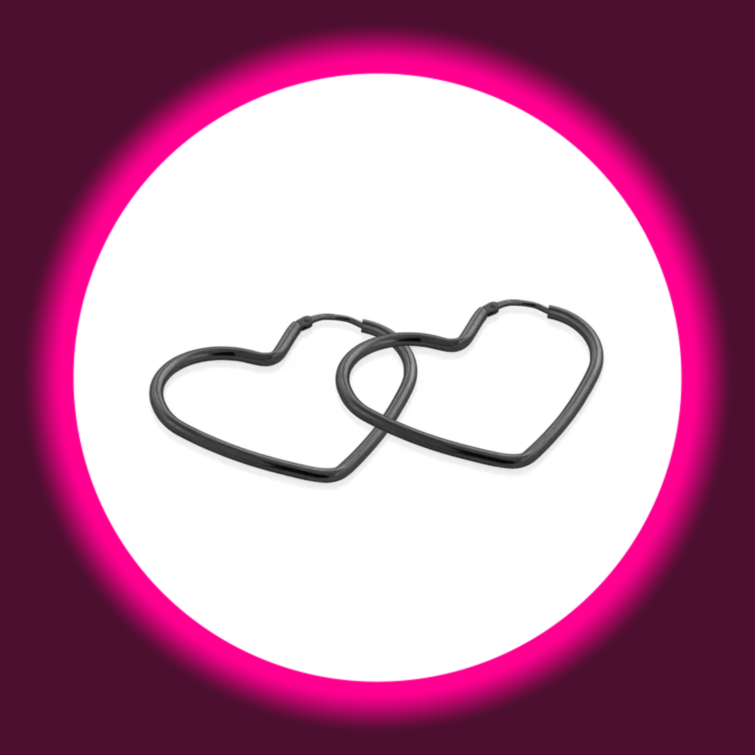 zwei schwarze Creolen in Herzform von Modabilé