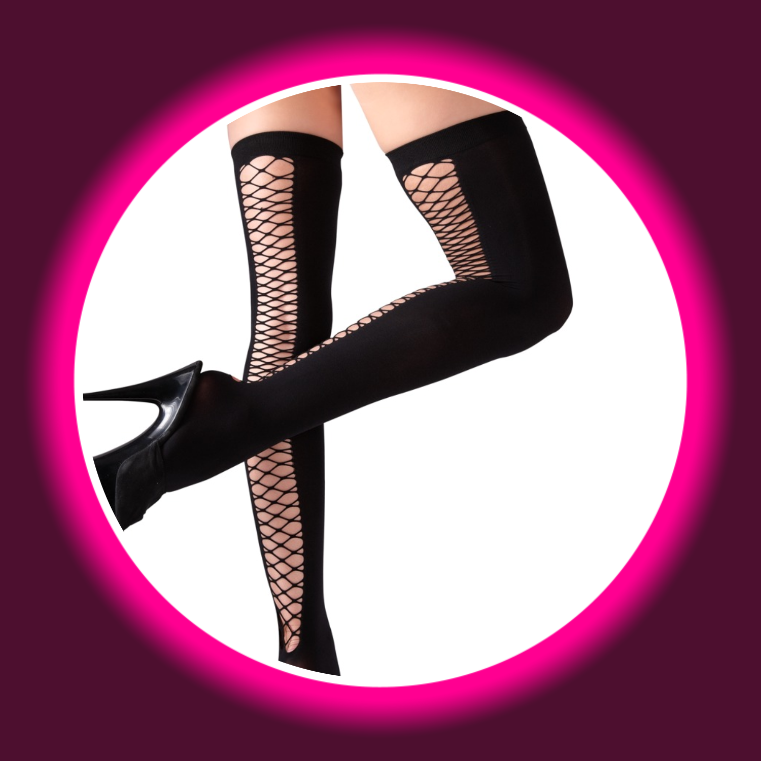 COTELLI LEGWEAR | HALTERLOSE STOCKINGS MIT NETZ
