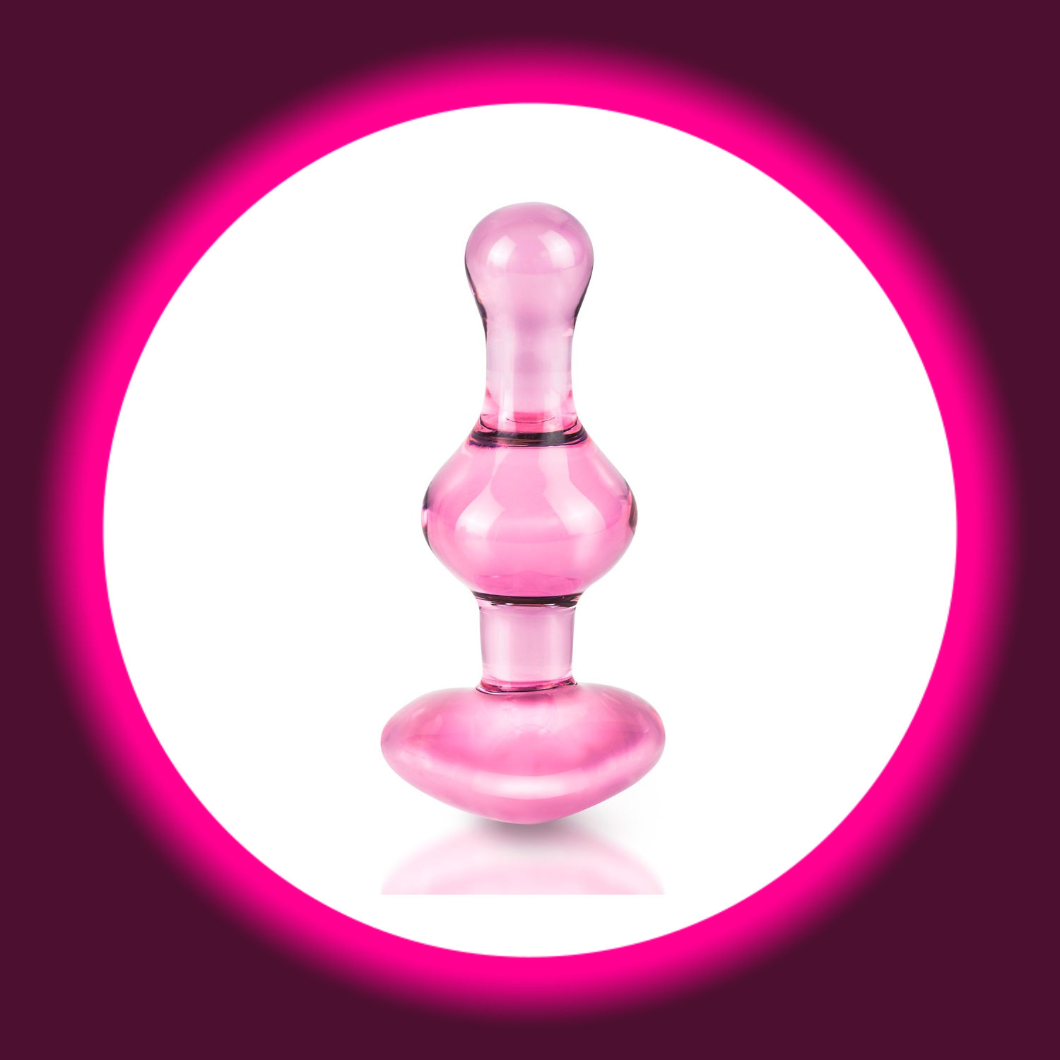 pinker Analplug mit Stopper in Herzform, aus Glas, Icicles No. 75