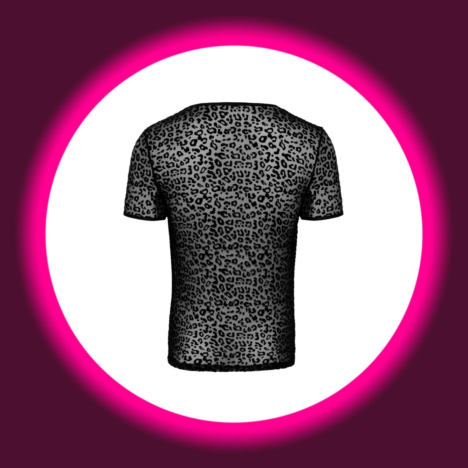 Rückansicht schwarzes transparentes Shirt mit Leopardenprint von Noir Handmade