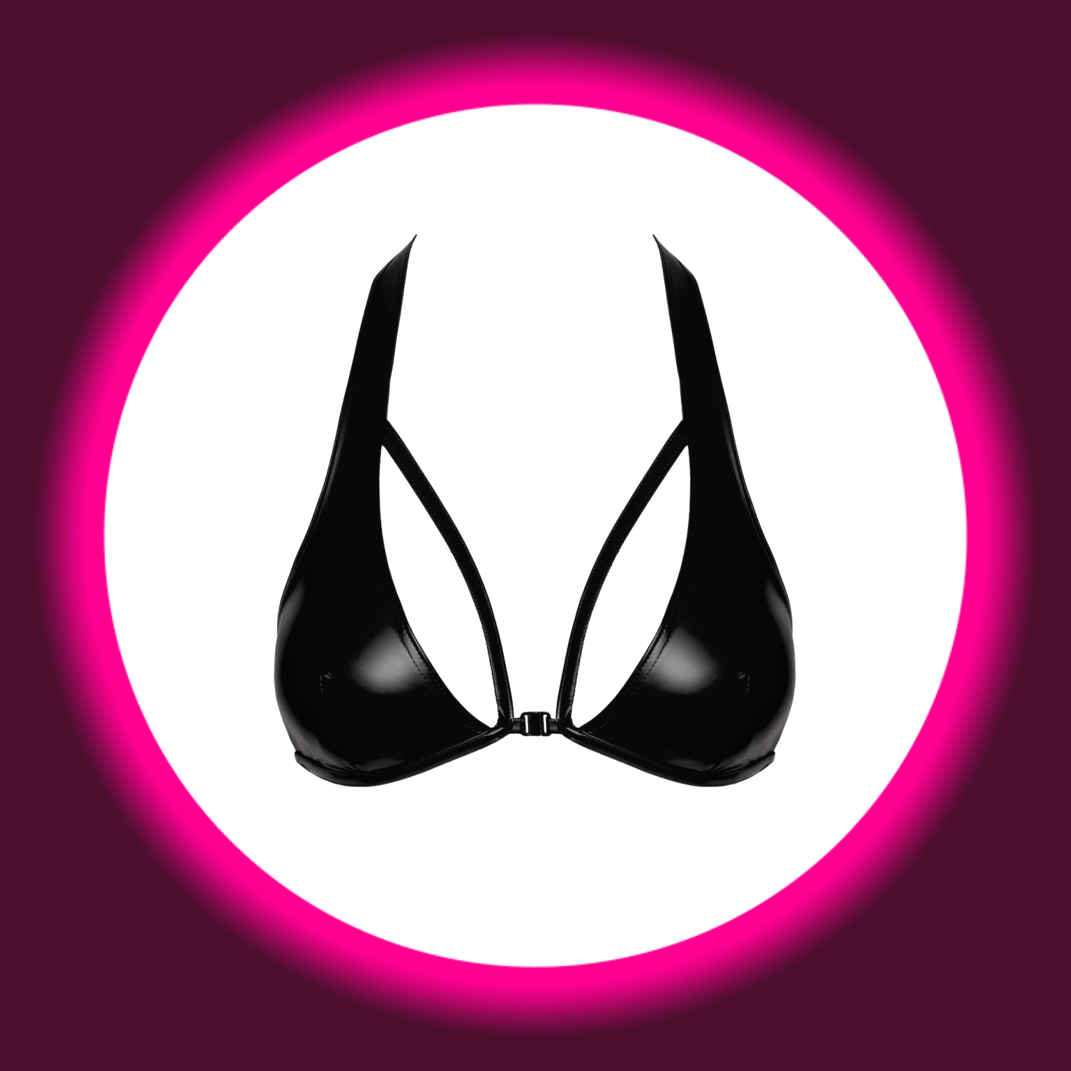 Frontansicht Noir Handmade Troublemaker F391 Bralette in Schwarz – Wetlook und Neckholder