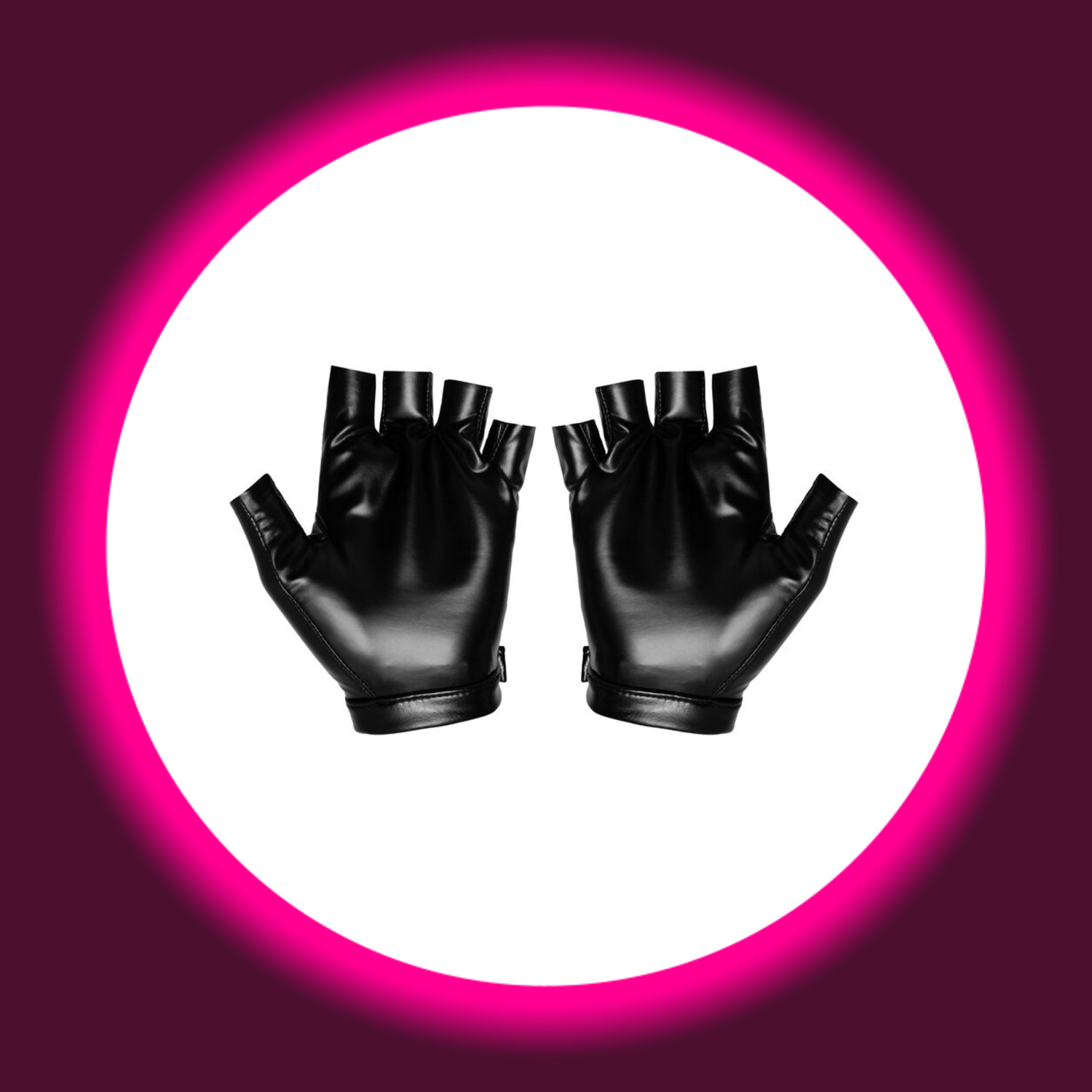 zwei schwarze glänzende fingerlose Handschuhe F264 von Noir Handmade