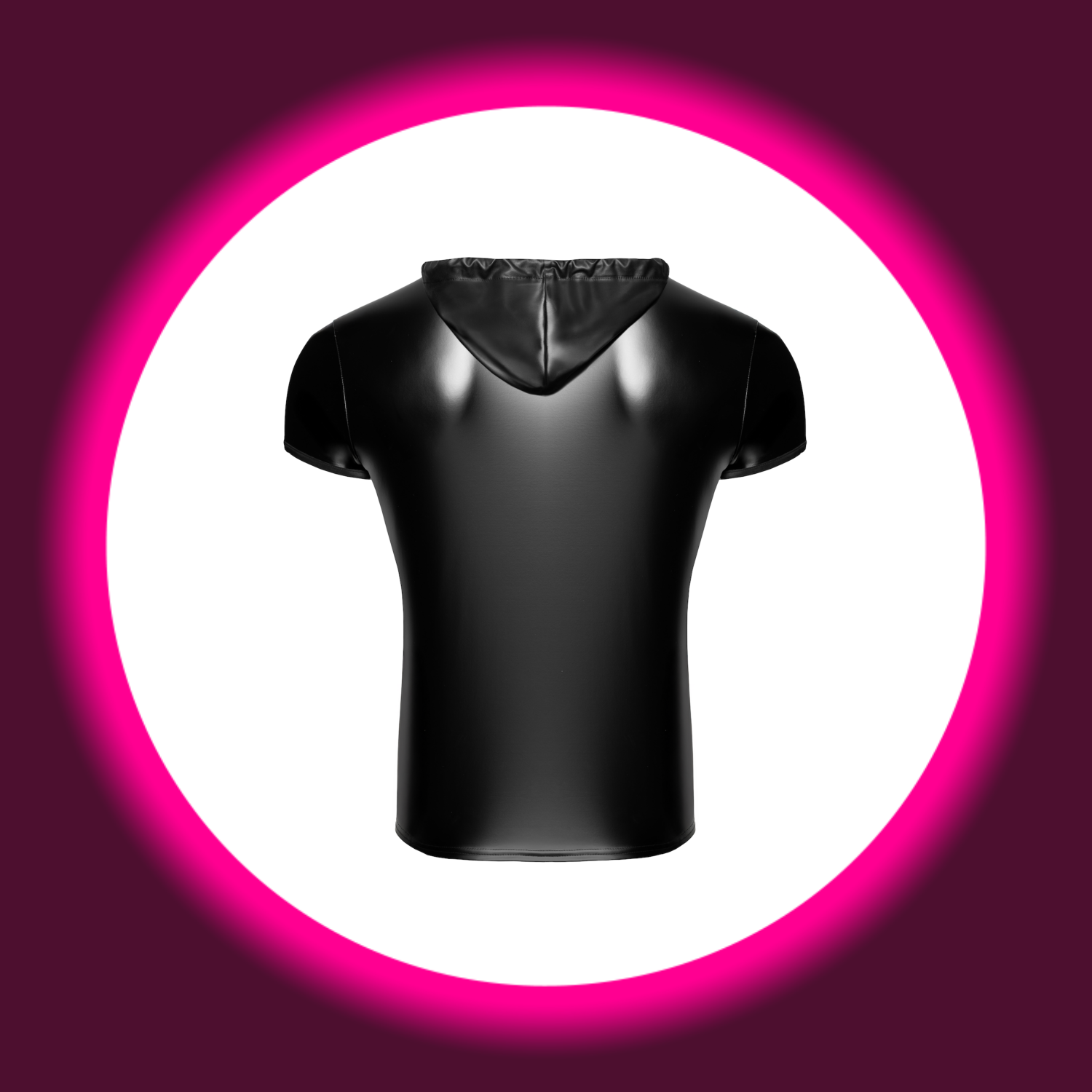 Rückansicht Noir Handmade Hoodie Vexen H085 in Schwarz - Powerwetlook und Kapuze