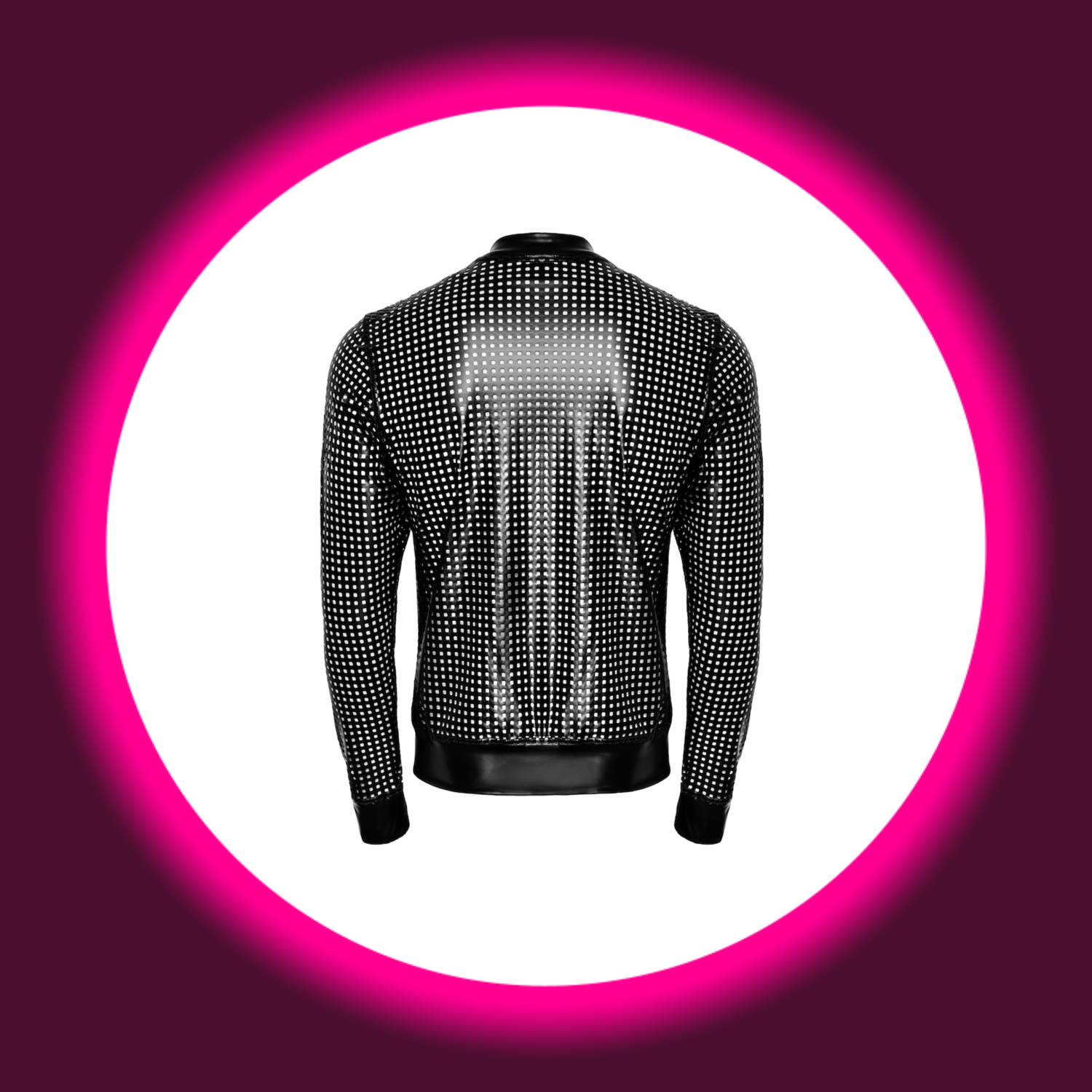 Rückansicht Jacke Mayhem H076 schwarz perforiert von Noir Handmade