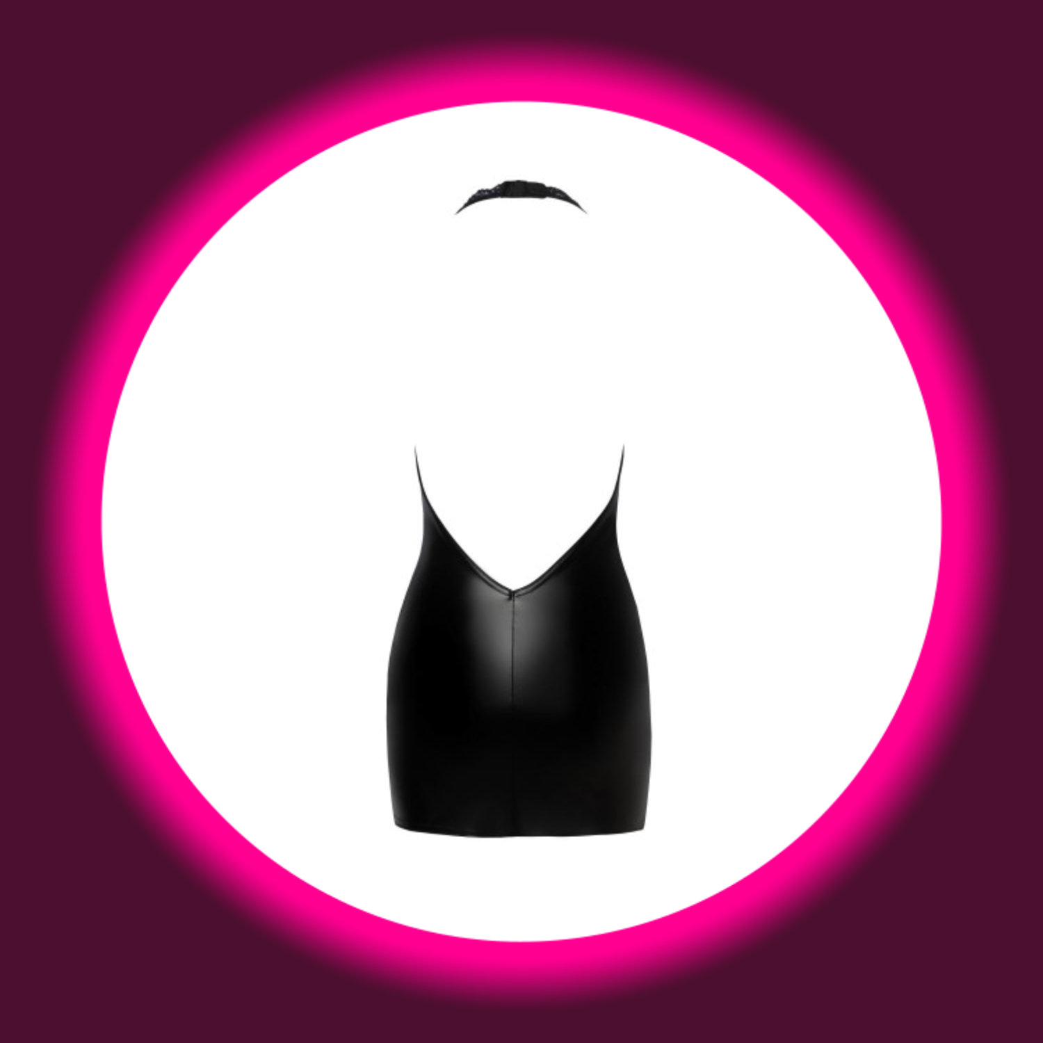 Rückansicht schwarzes Minikleid F283 mit Neckholder, von Noir Handmade