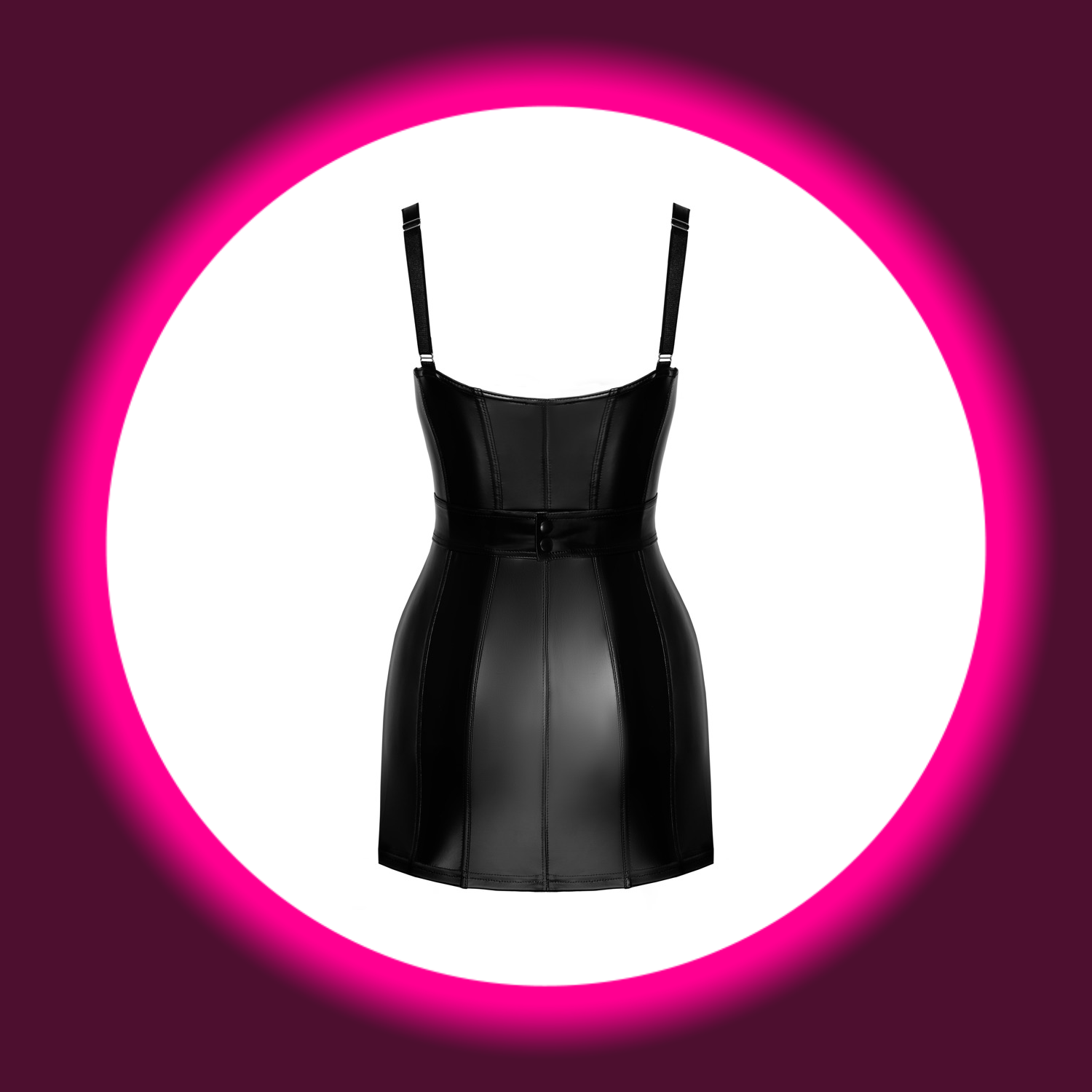 Rückansicht schwarzes kurzes Minikleid Starlet F320 mit Reißverschluss von Noir Handmade