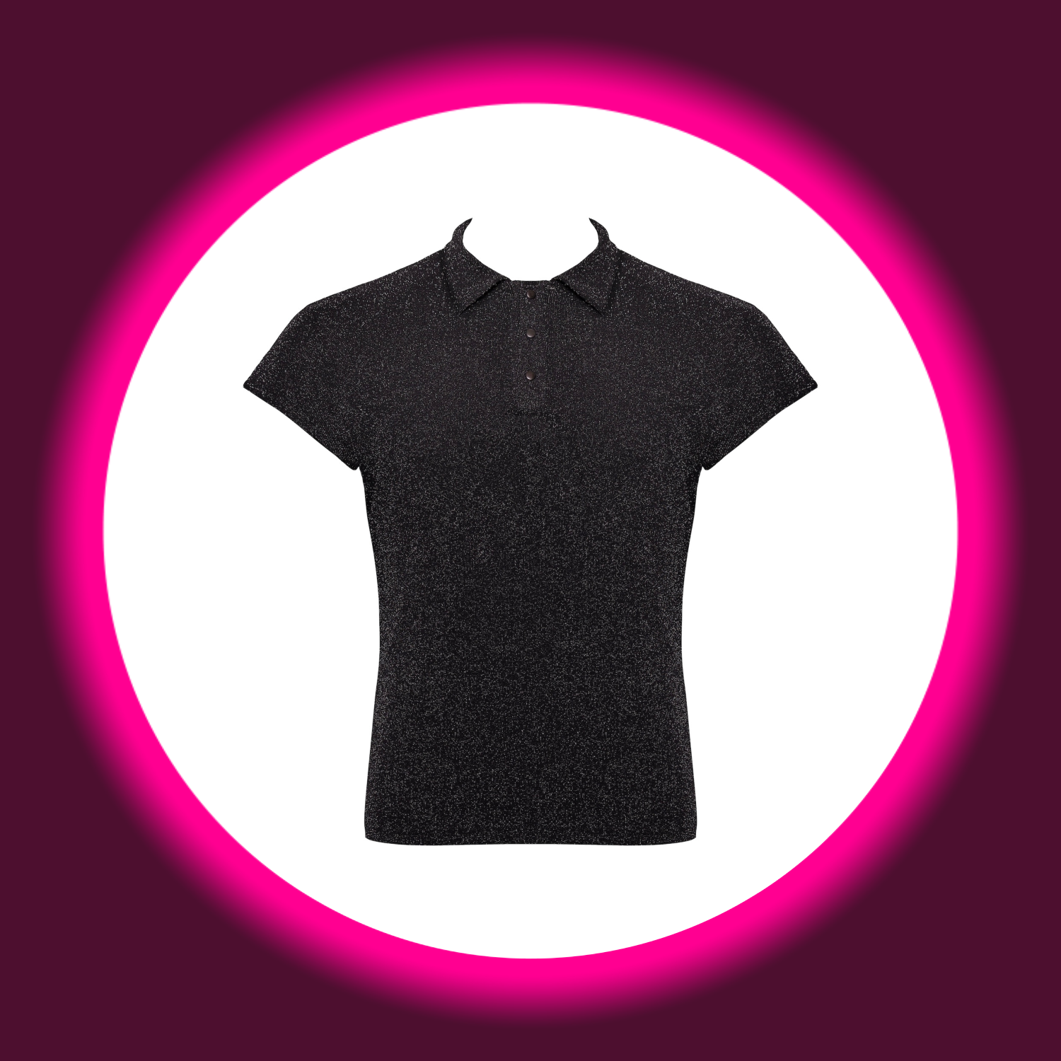 Frontansicht Noir Handmade Poloshirt Onyx H082 in Schwarz - semitransparent, mit Silberglanz