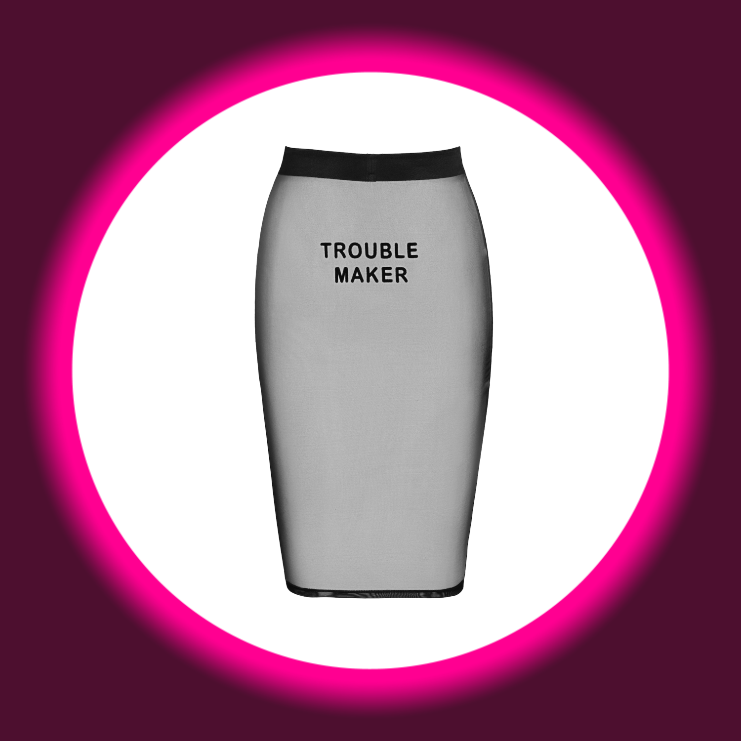 Rückansicht Noir Handmade Troublemaker F390 Rock in Schwarz – aus Tüll und mit beflocktem Print