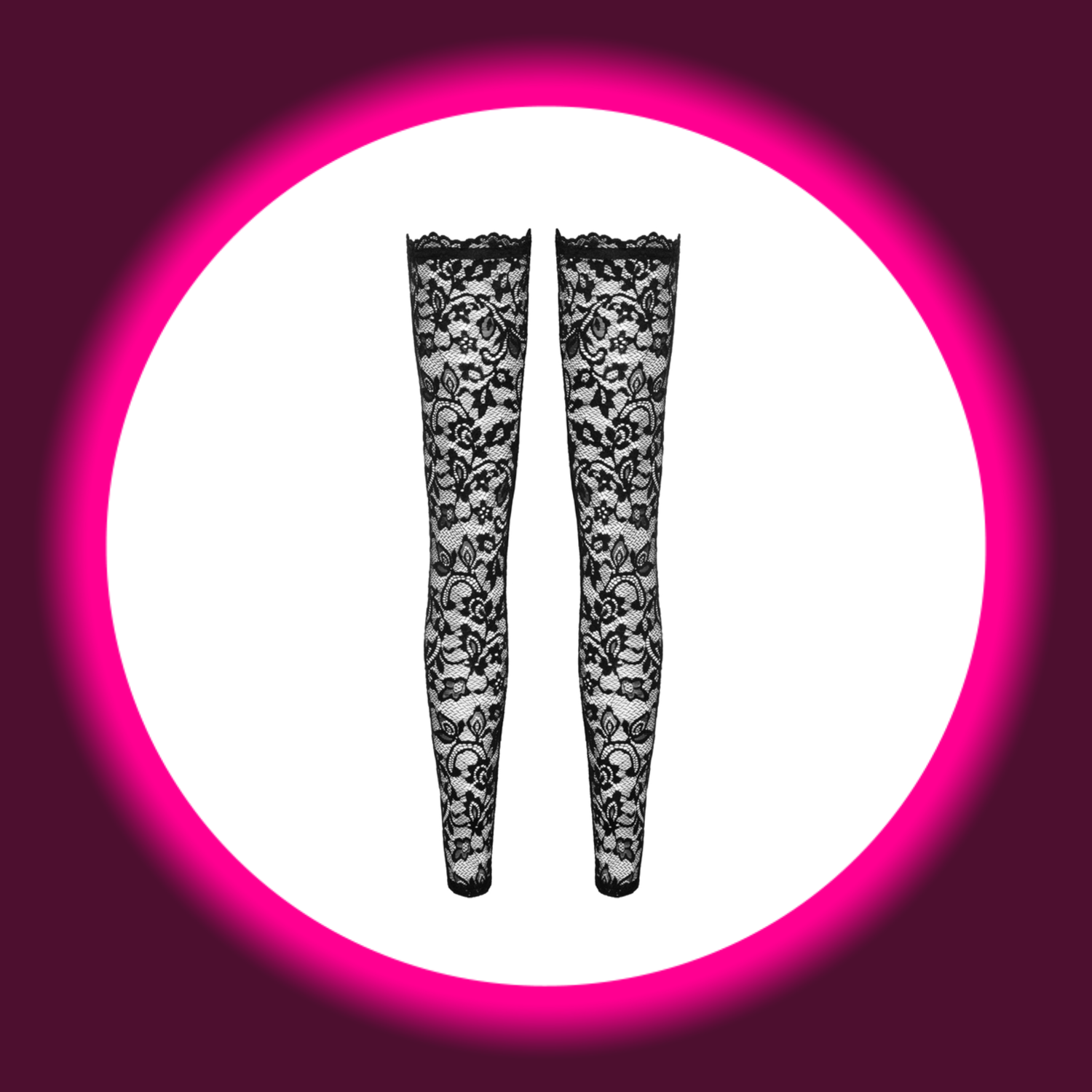 Rückansicht schwarze halterlose Stockings F327 aus Spitze von Noir Handmade