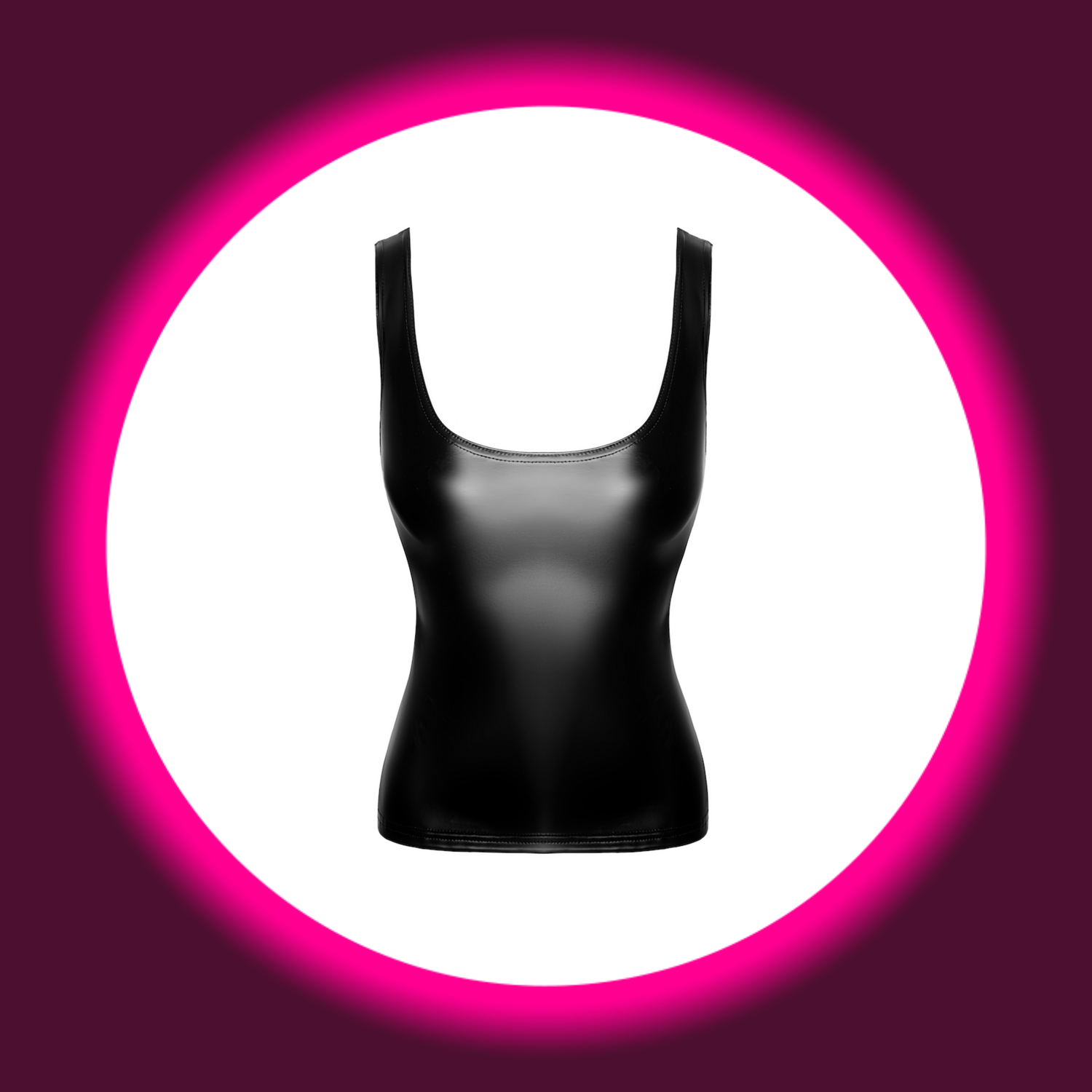 Frontansicht schwarzes Powerwetlook-Tanktop F346 von Noir Handmade