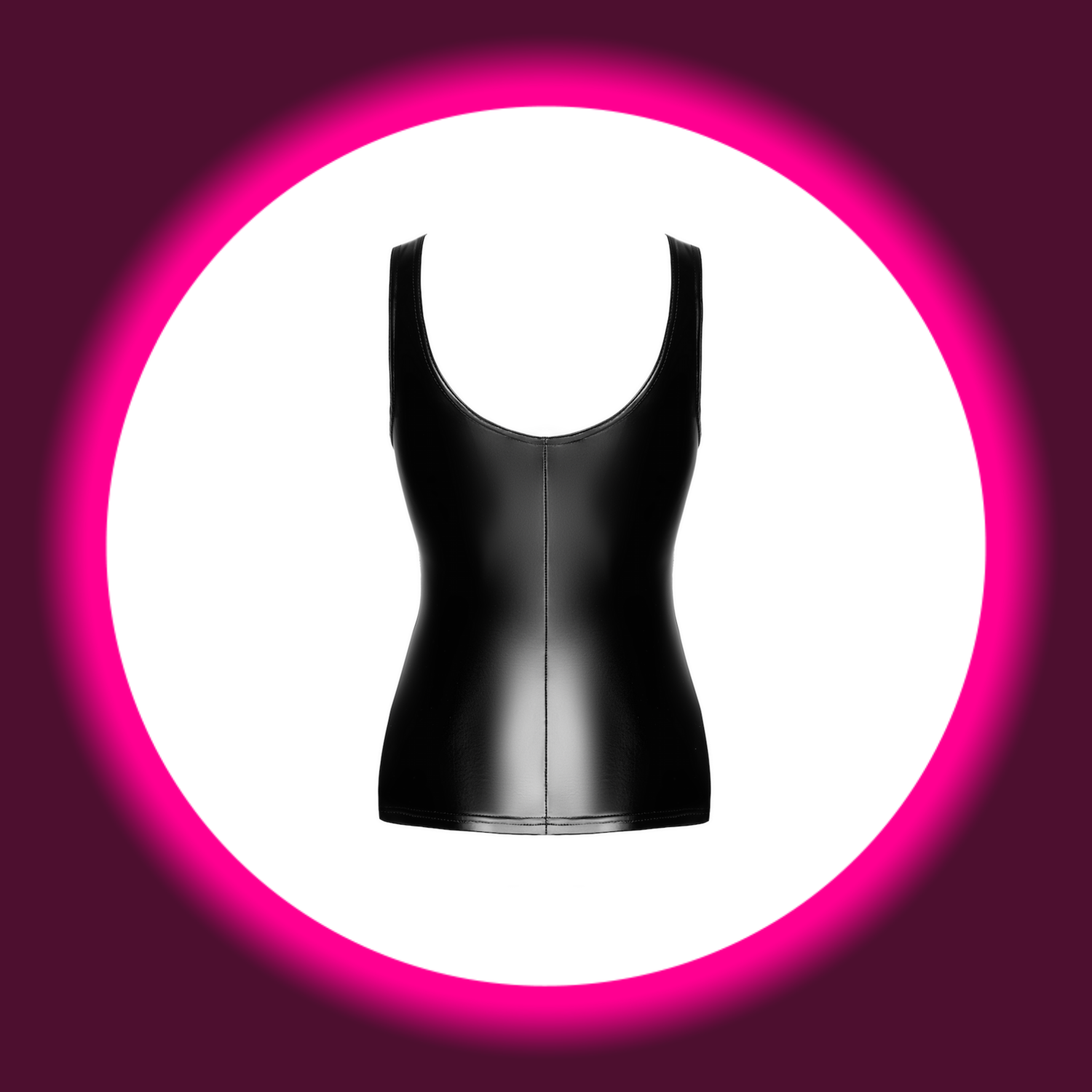 Rückansicht schwarzes Powerwetlook-Tanktop F346 von Noir Handmade