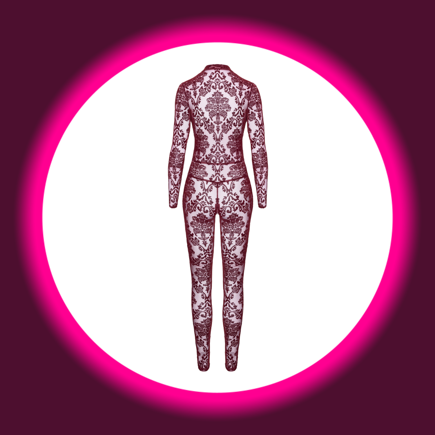 weinroter langer Kink Royal Overall mit Blumenmuster, Noir Handmade Cascade F382