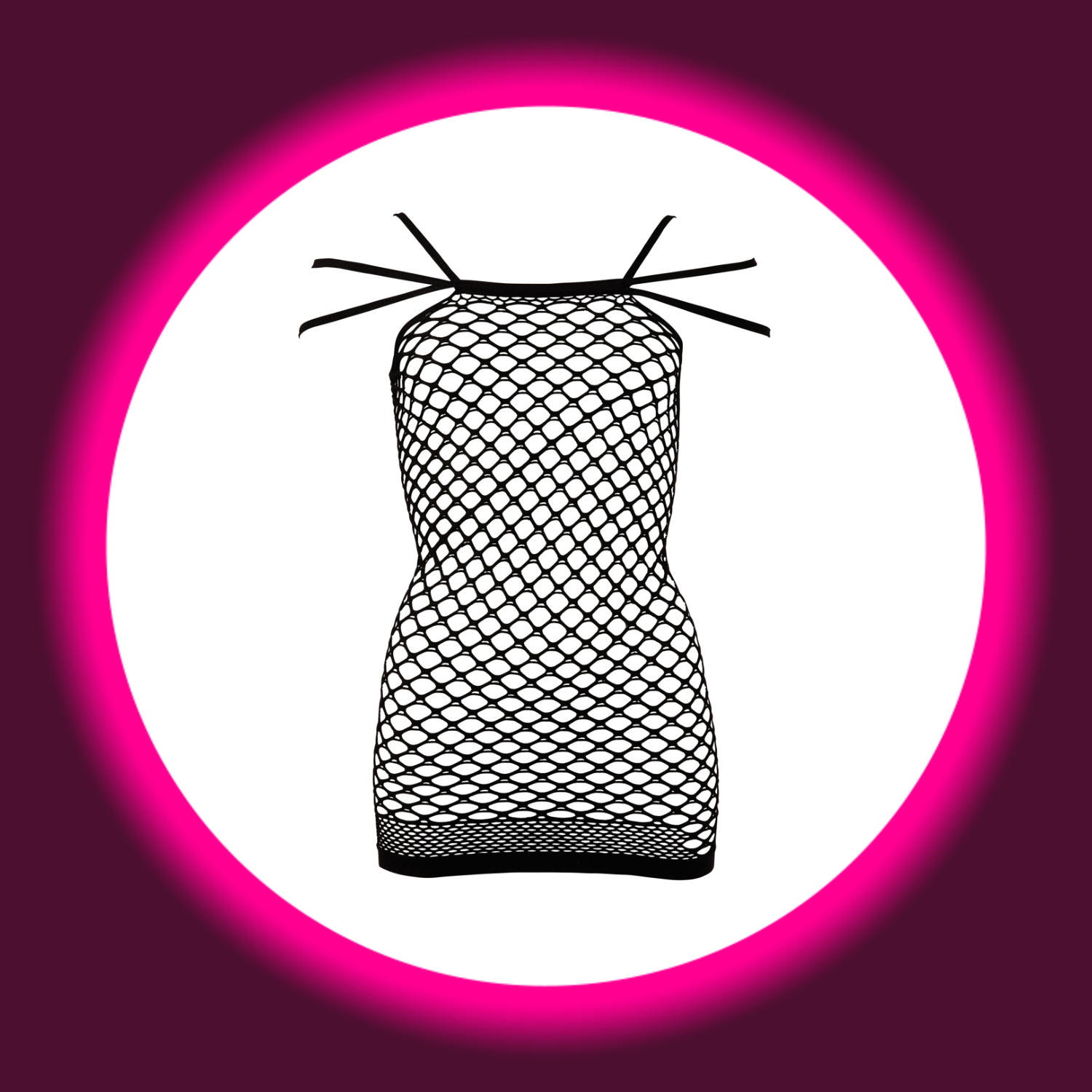 Frontansicht NO:XQSE Minikleid aus grobem Netz in schwarz