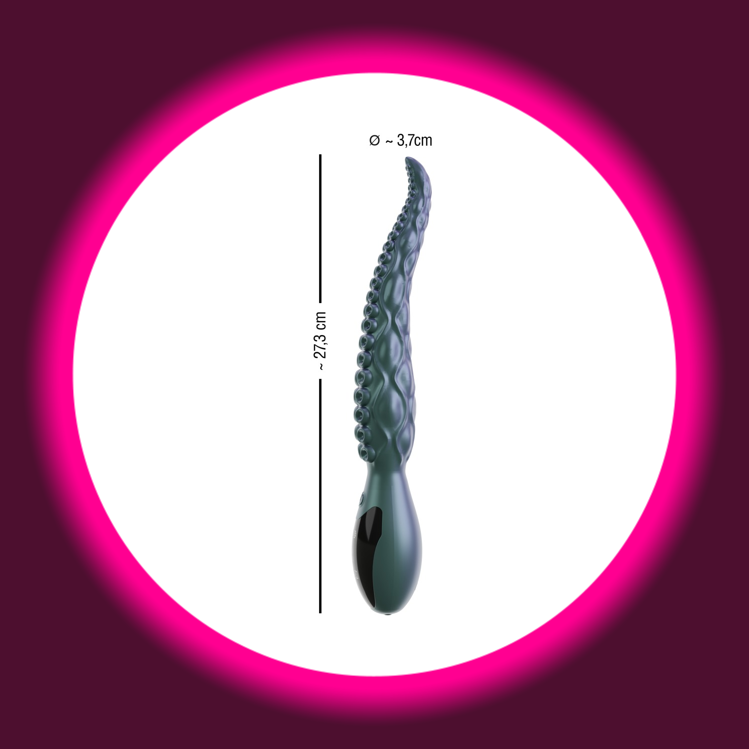 türkiser schimmernder Vibrator in Tentakel-Optik mit Maß-Anzeige, Beasty Cocks
