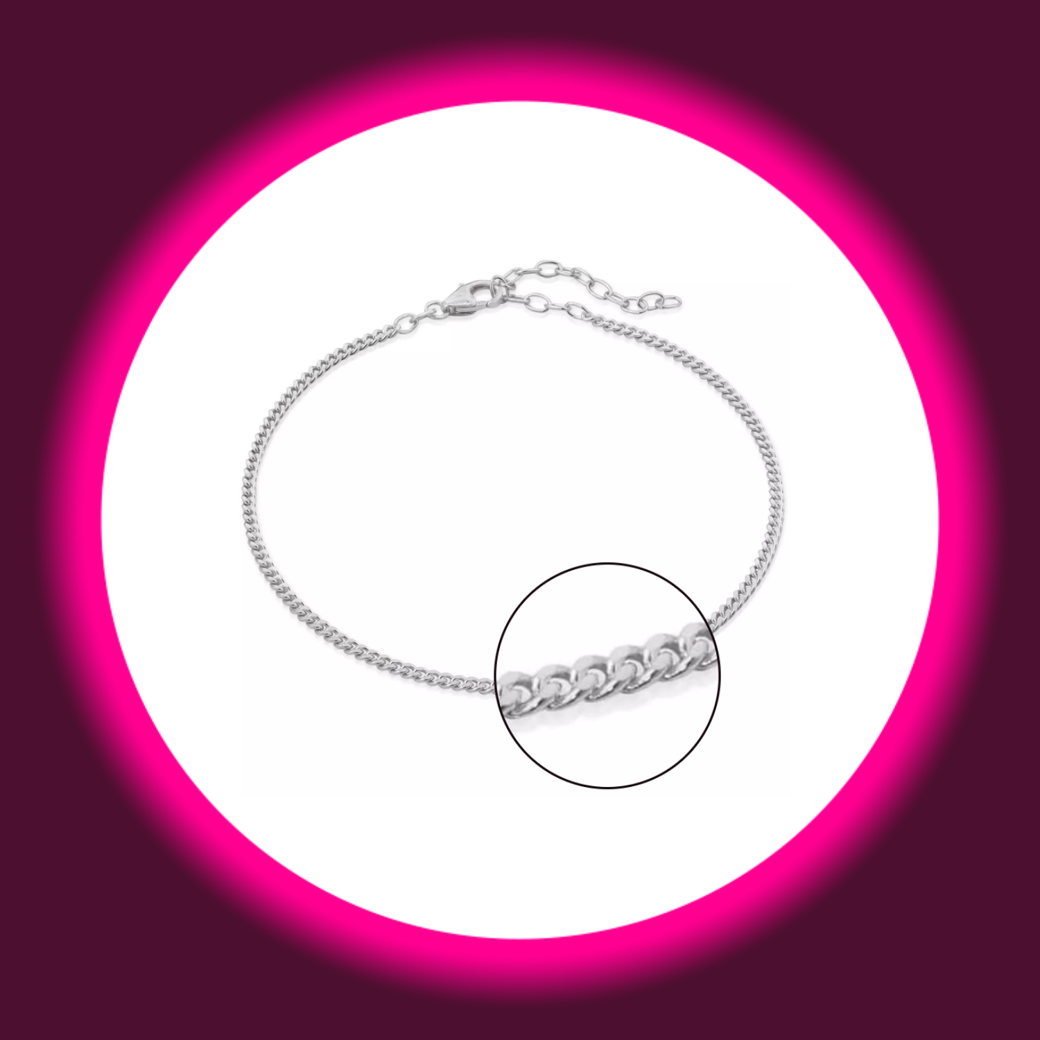 Fußkette aus 925 Sterling silber mit Detailsansicht der Kettenglieder