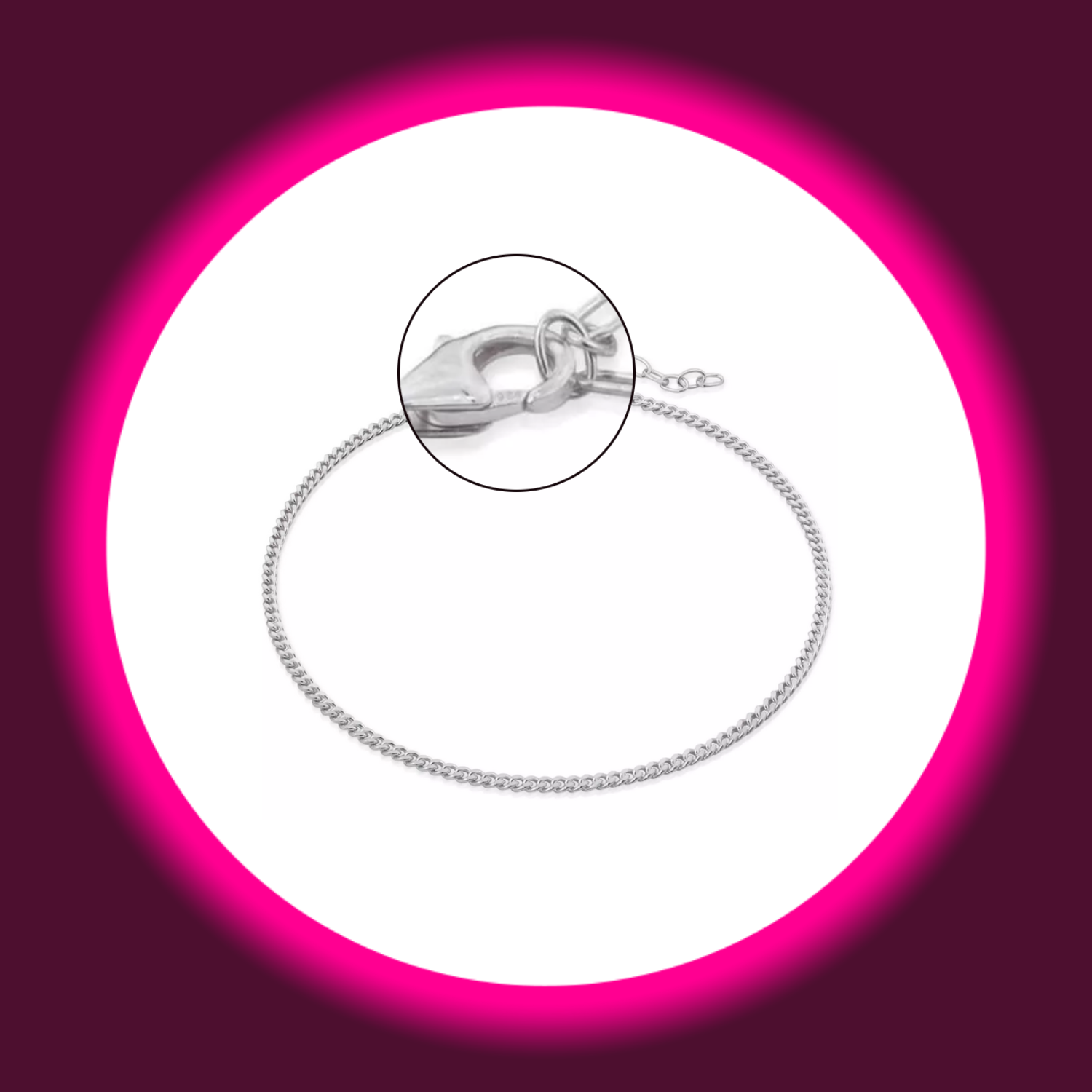 Fußkette aus 925 Sterling Silber mit Detailansicht des Karabinerverschlusses