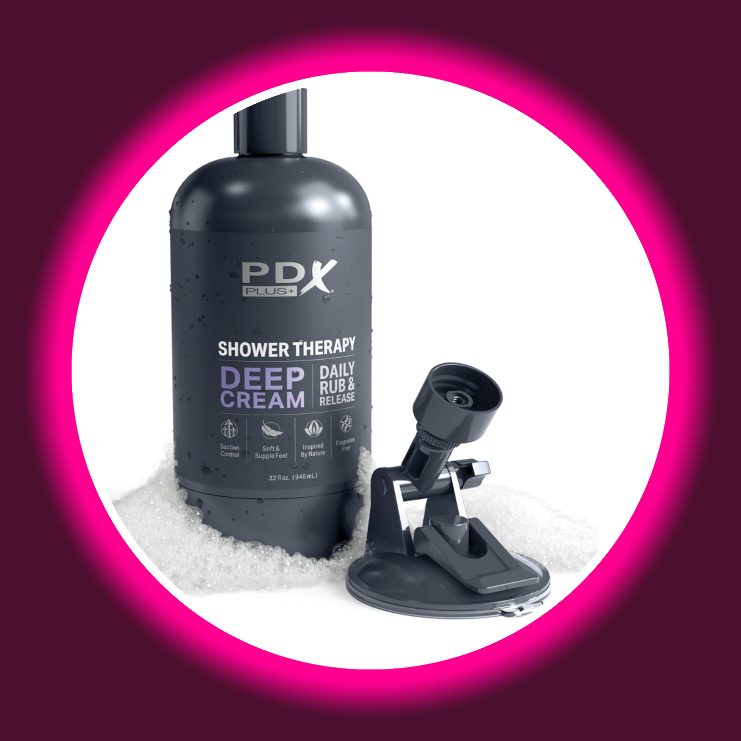 schwarzer Masturbator getarnt als Shampooflasche, mit Halterung, PDX Plus Shower Therapy Deep Cream