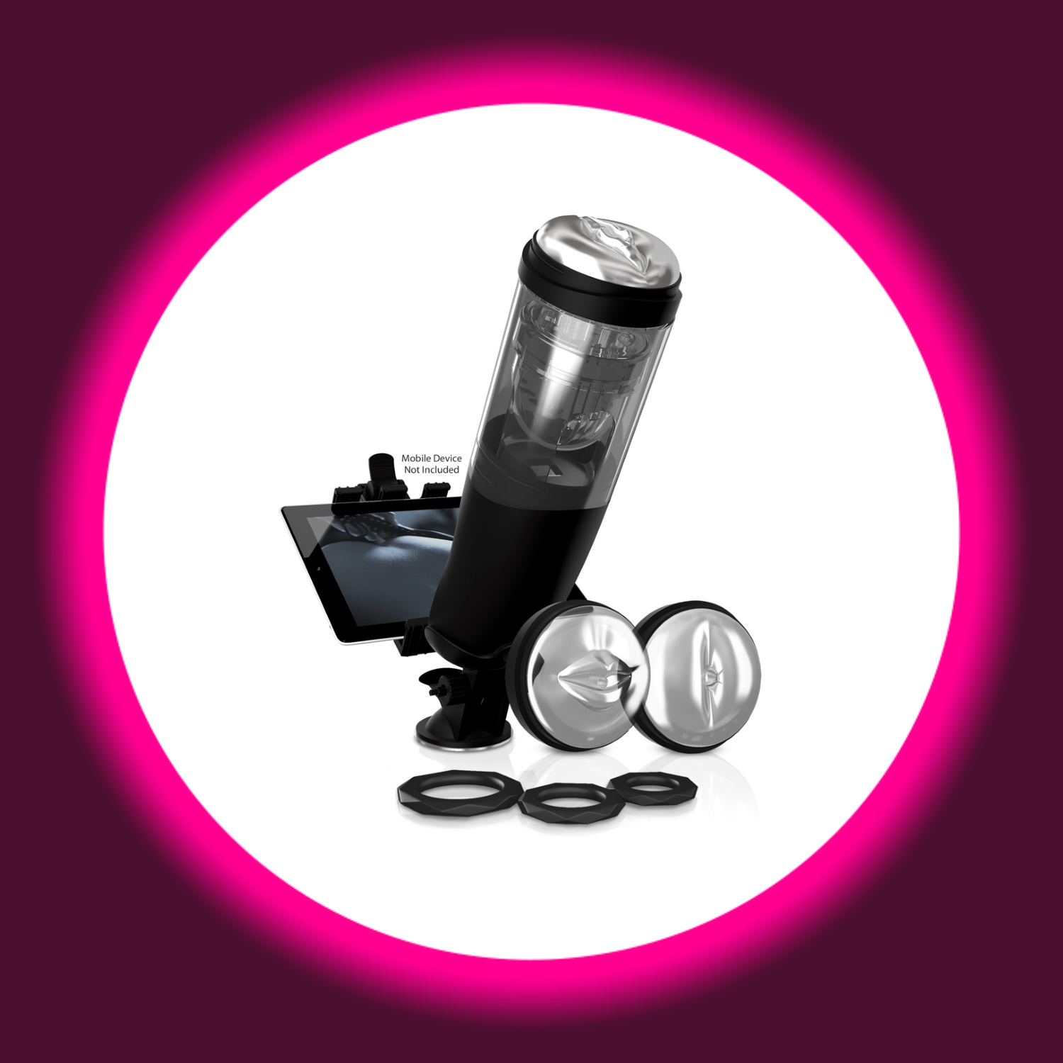 schwarzer Masturbator Deluxe Mega-Bator mit 3 Sleeves in Vagina-, Mund- und Anusoptik von PDX Elite