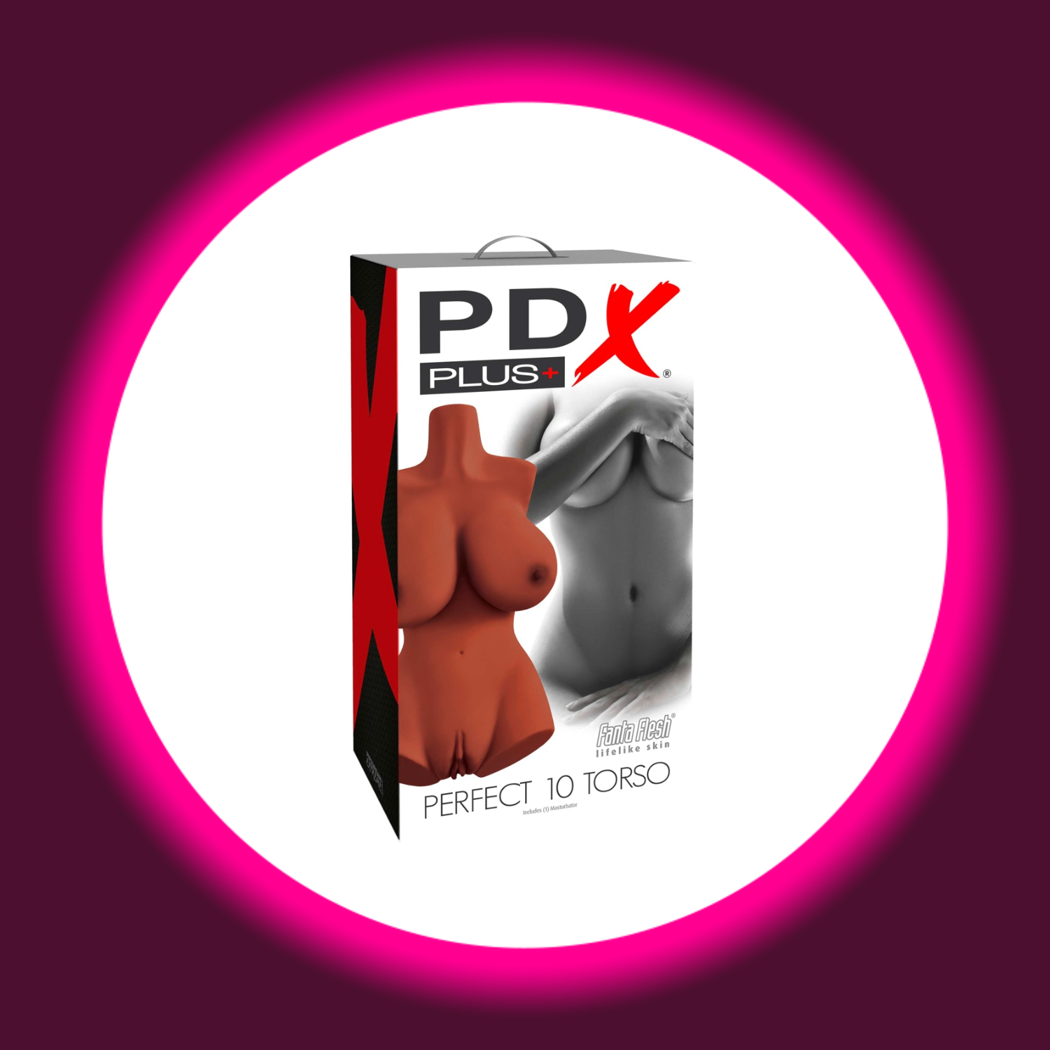 Verkaufsverpackung Frauentorso mit Busen und Vagina Perfect 10 von PDX Plus